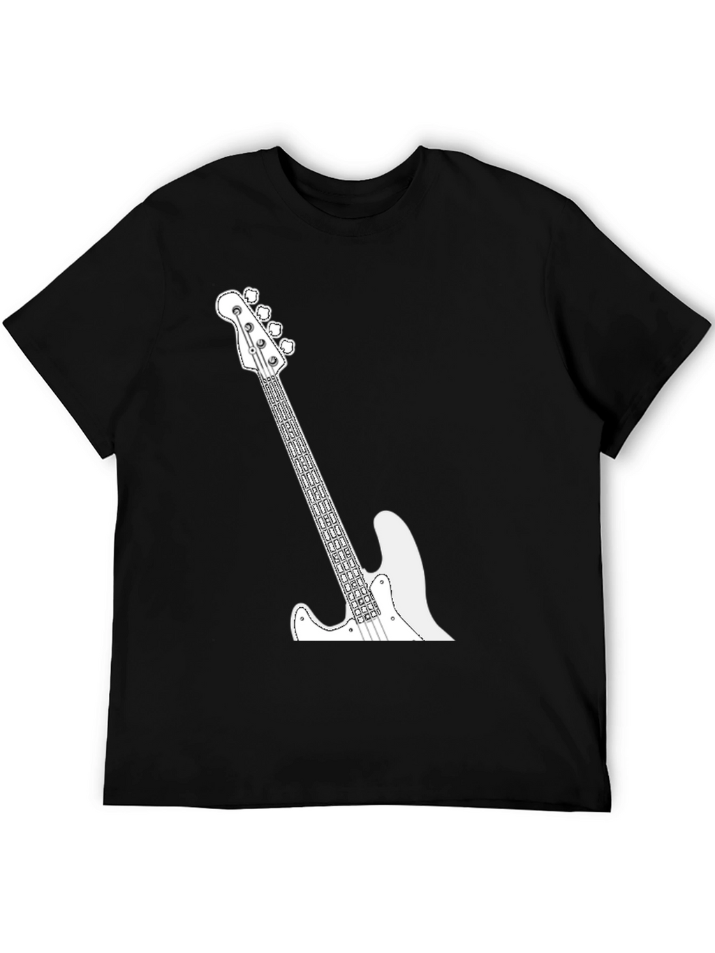 Cool Bass Guitar Graphic Tee - Black Casual T-Shirt