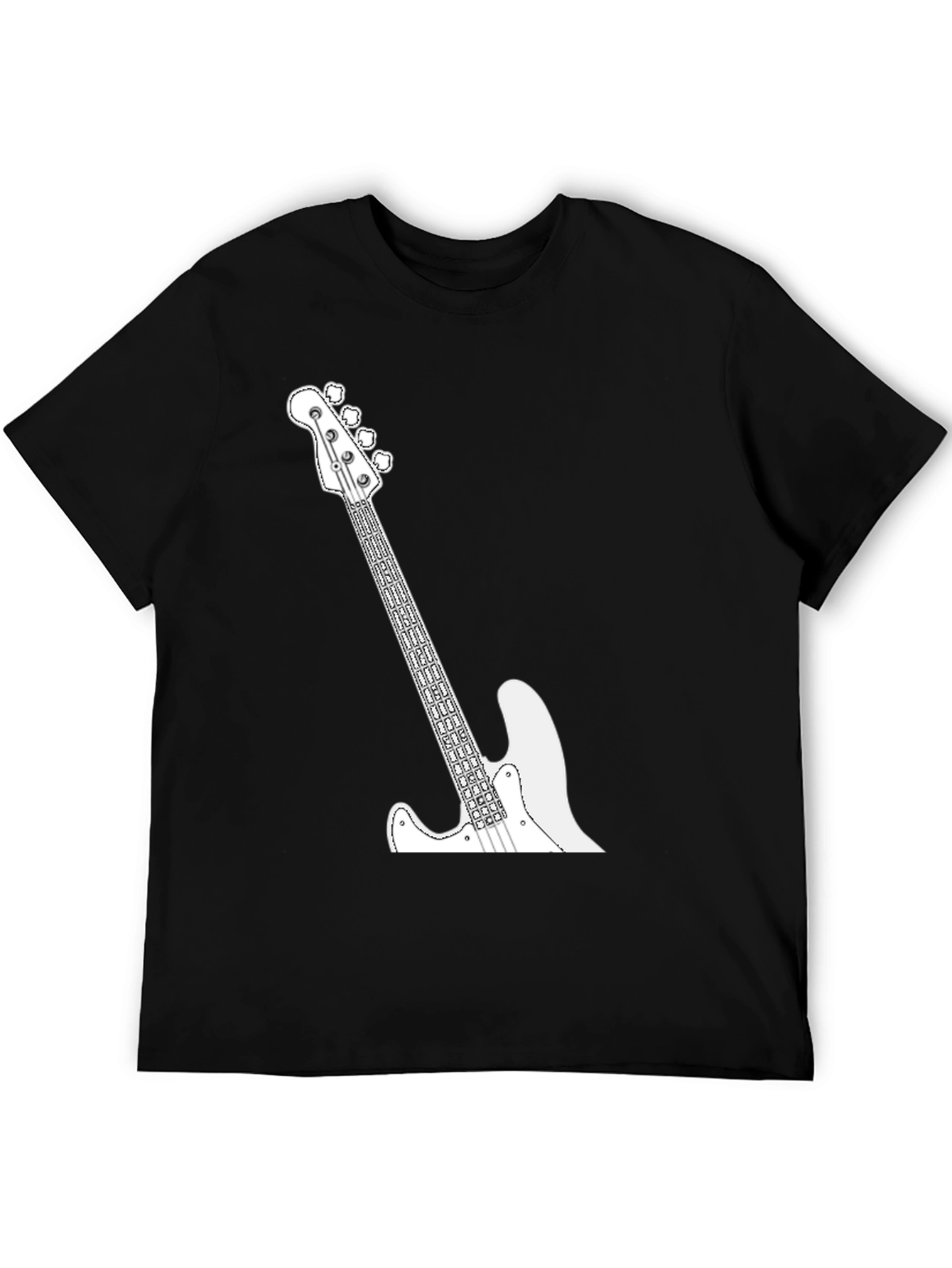 Cool Bass Guitar Graphic Tee - Black Casual T-Shirt