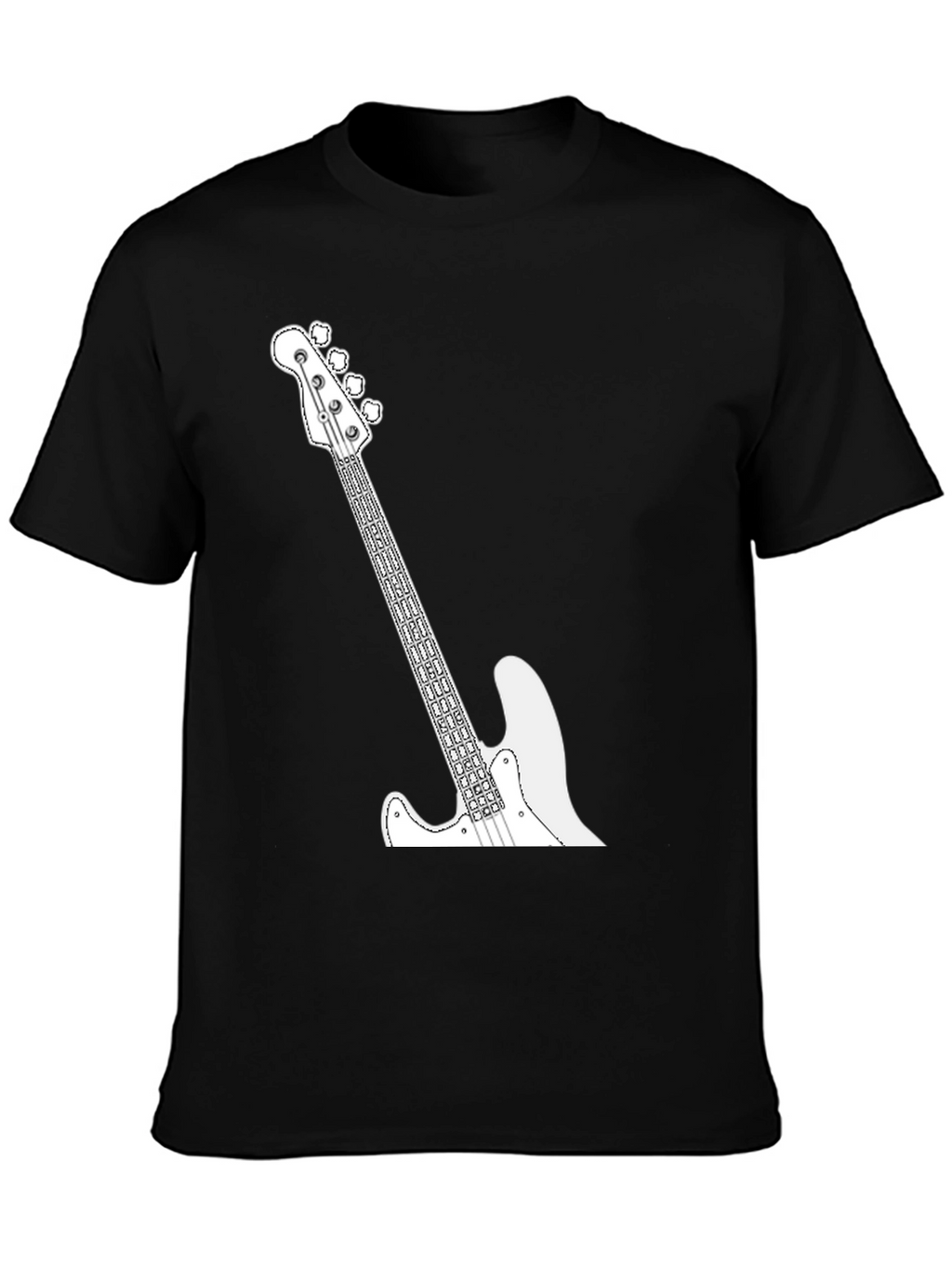 Cool Bass Guitar Graphic Tee - Black Casual T-Shirt