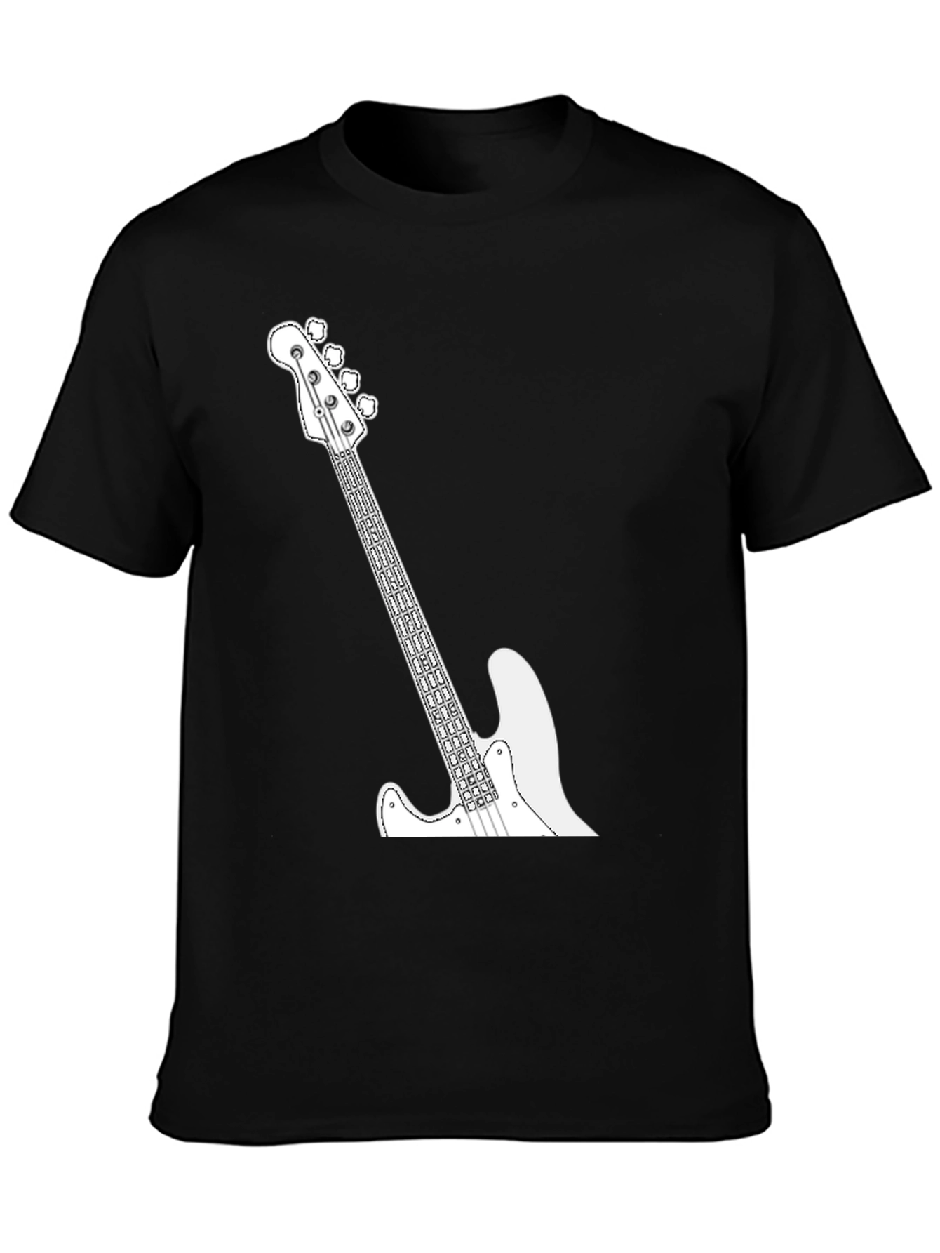Cool Bass Guitar Graphic Tee - Black Casual T-Shirt
