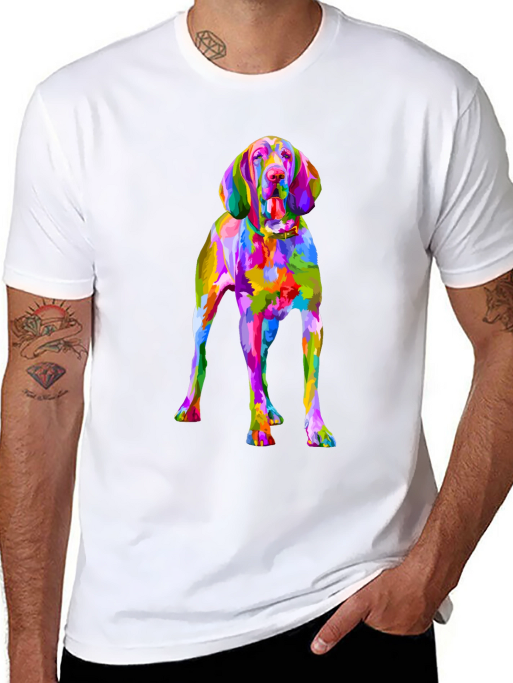 Colorful Dog Graphic T-Shirt