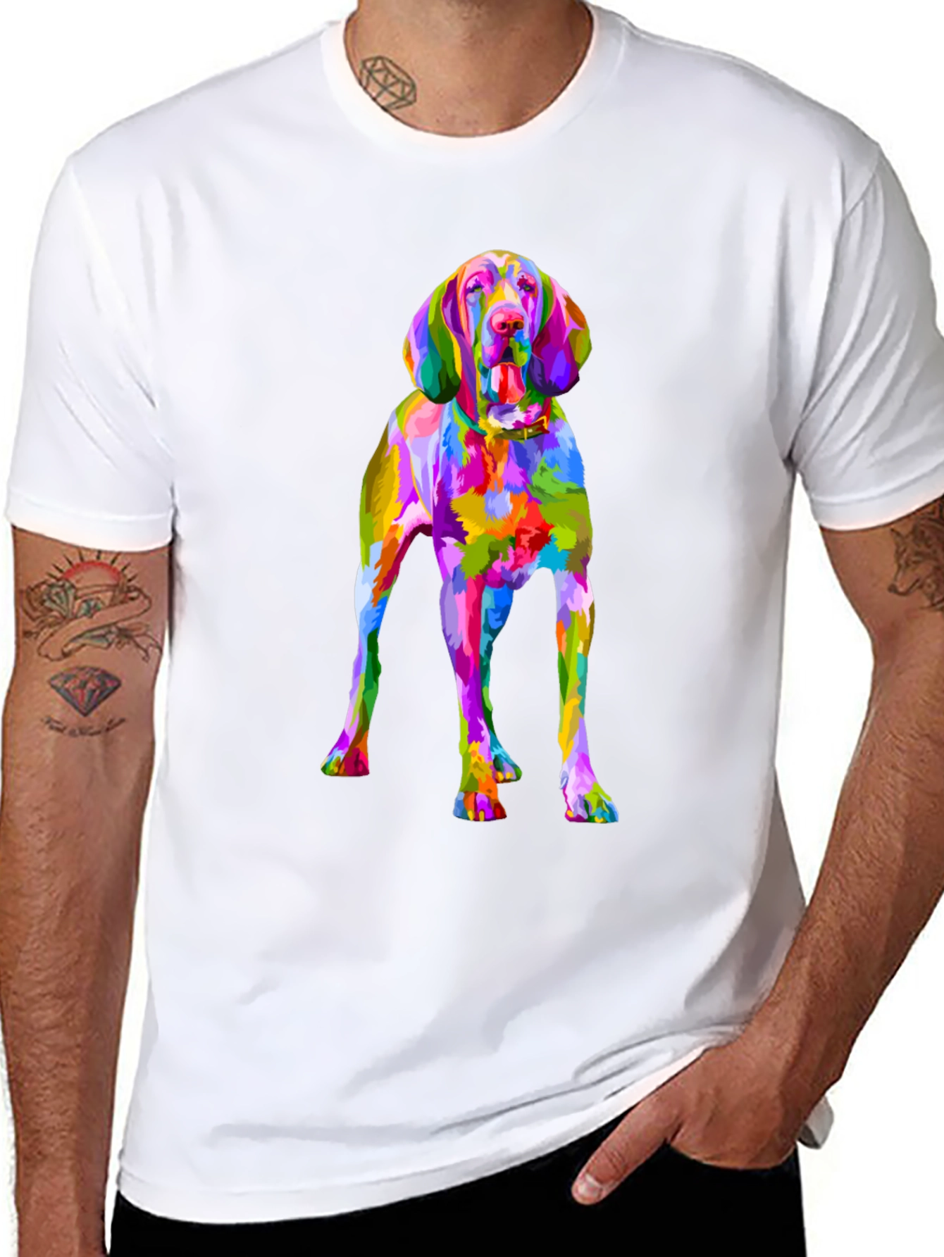 Colorful Dog Graphic T-Shirt