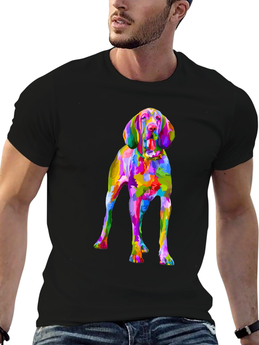 Colorful Dog Graphic T-Shirt