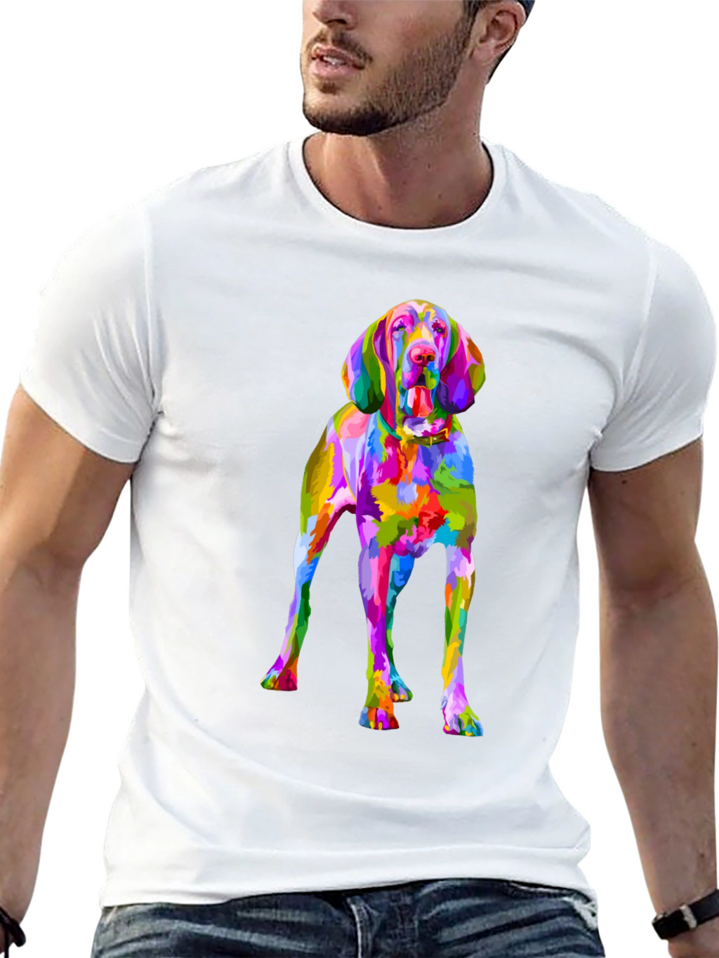 Colorful Dog Graphic T-Shirt