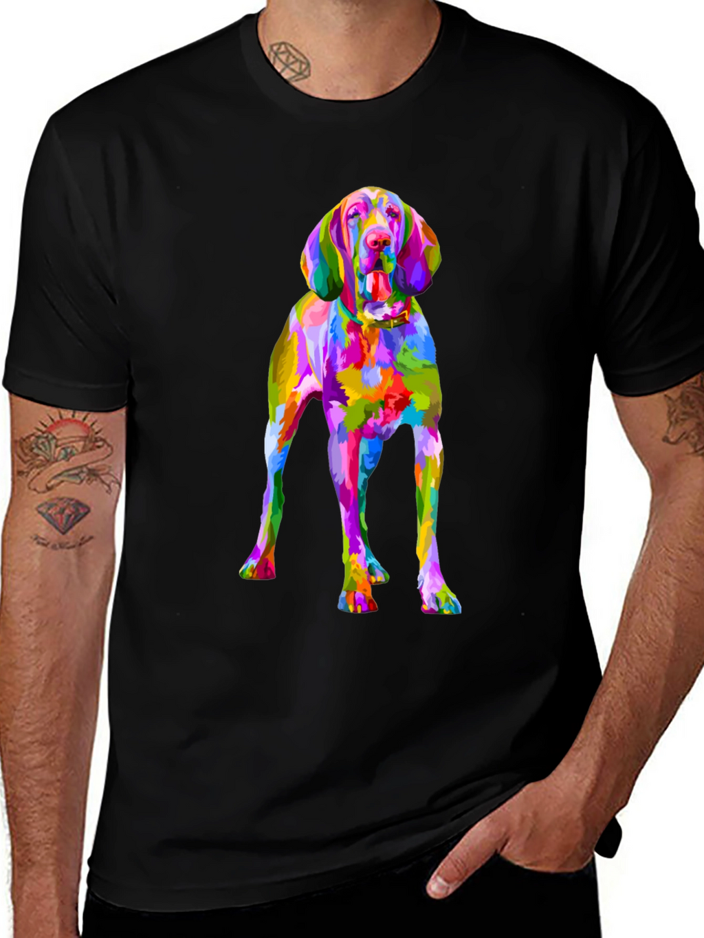 Colorful Dog Graphic T-Shirt