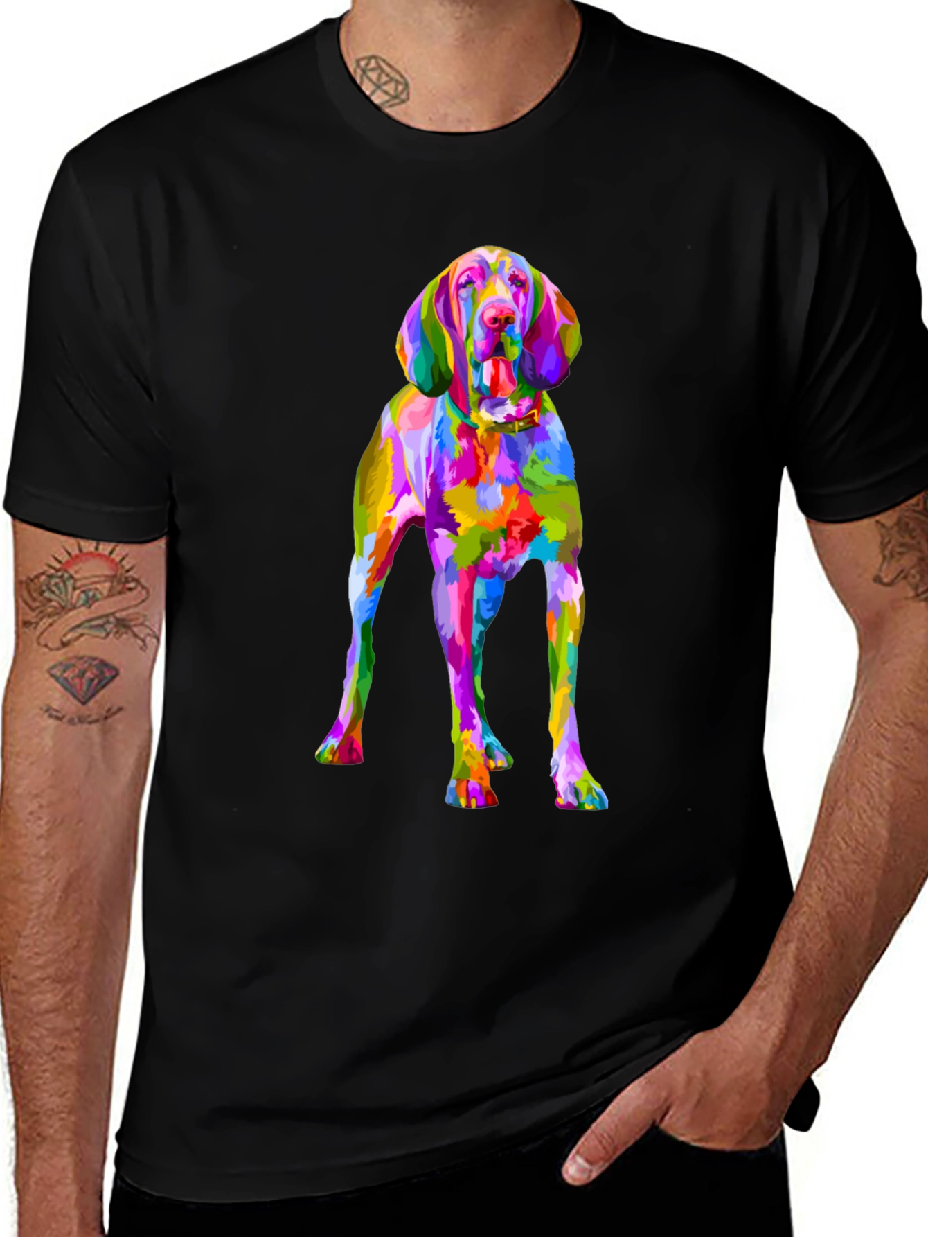 Colorful Dog Graphic T-Shirt