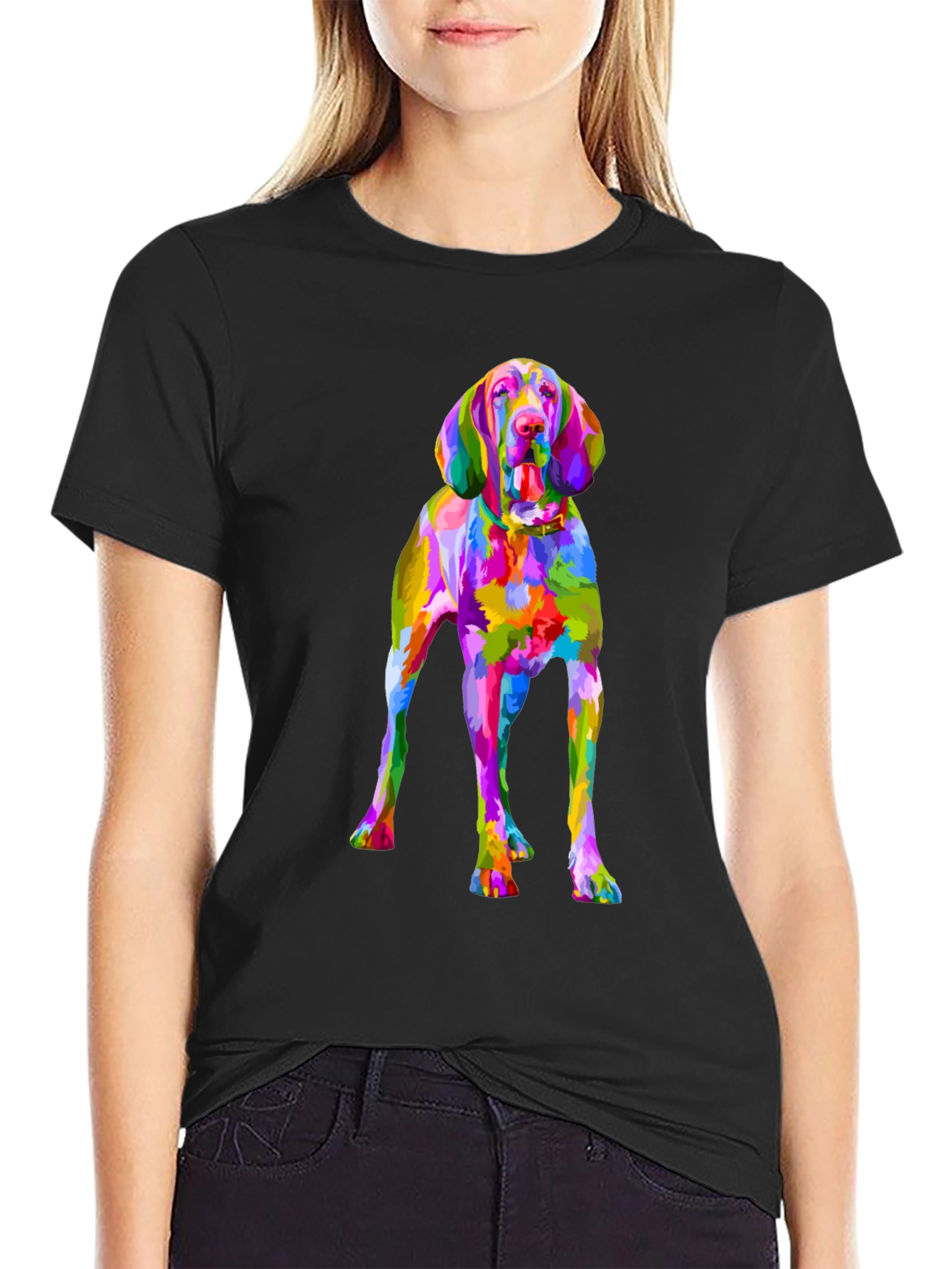 Colorful Dog Graphic T-Shirt