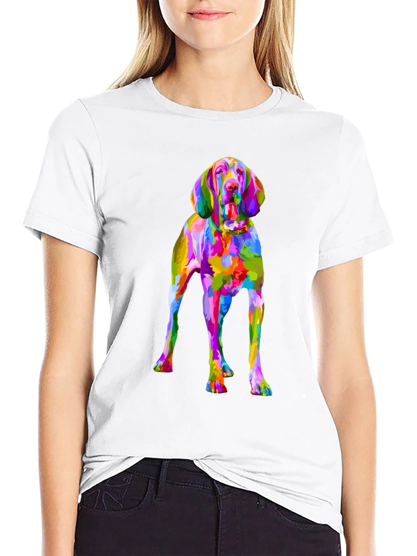 Colorful Dog Graphic T-Shirt