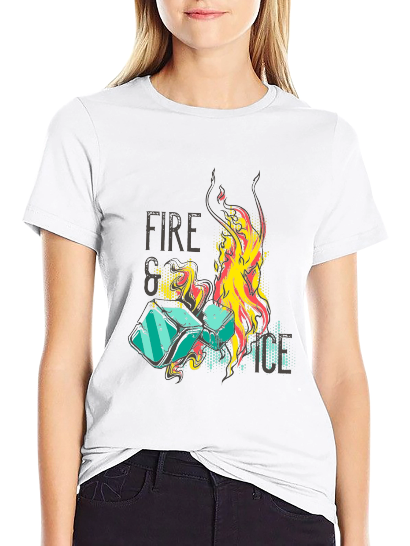 Fire and Ice Graphic Tee - Black Unisex T-Shirt