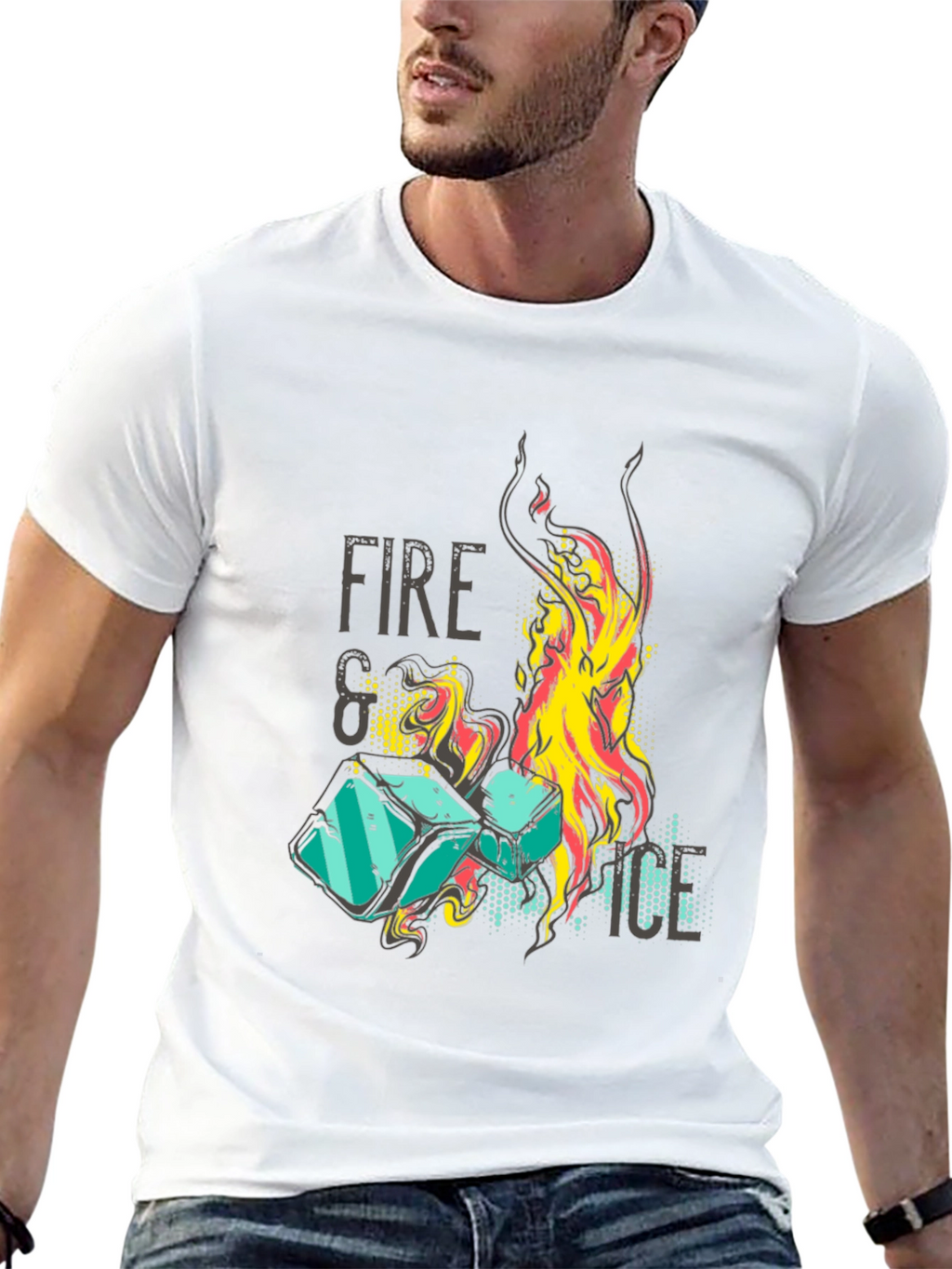 Fire and Ice Graphic Tee - Black Unisex T-Shirt