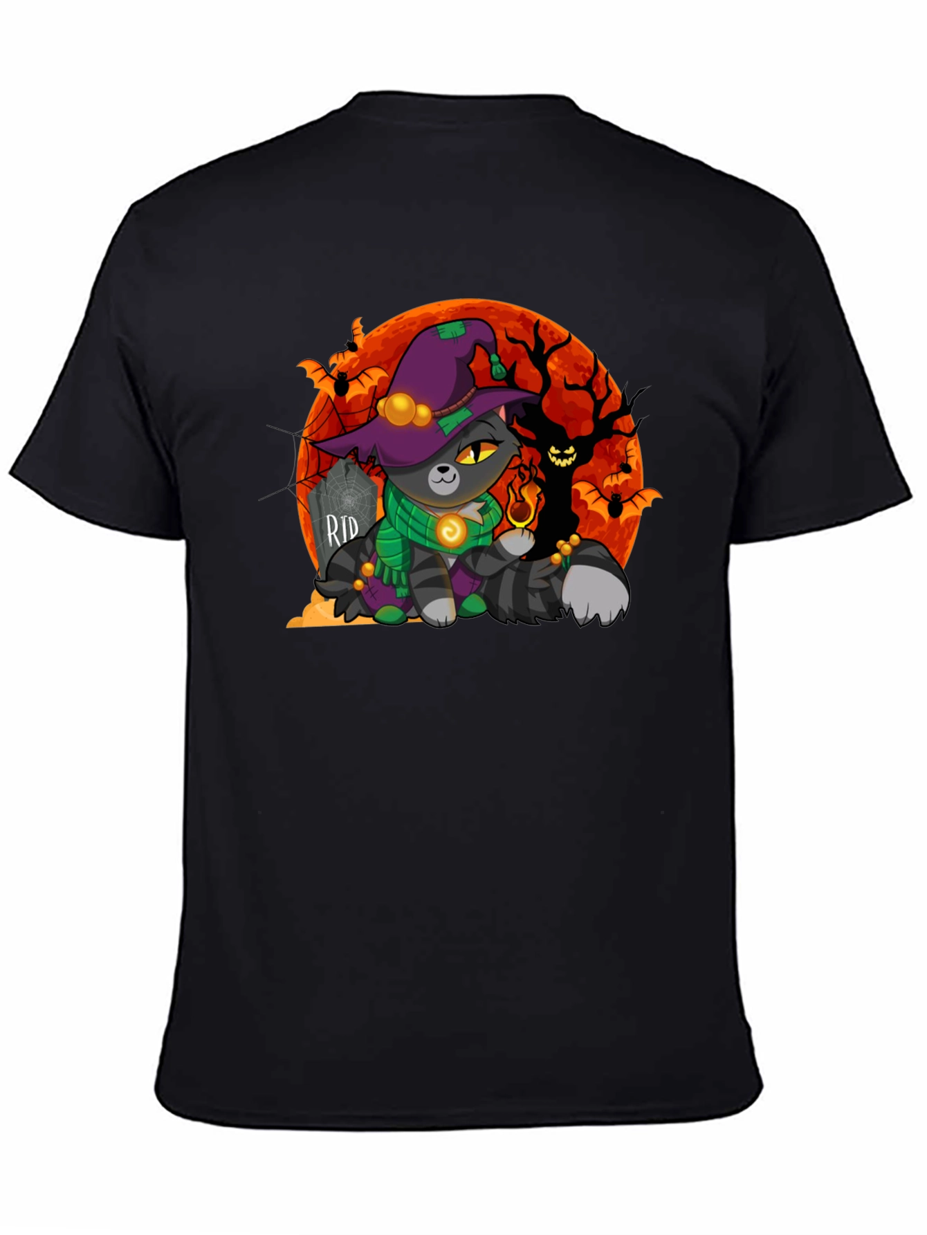 Halloween Cat Wizard Graphic T-Shirt