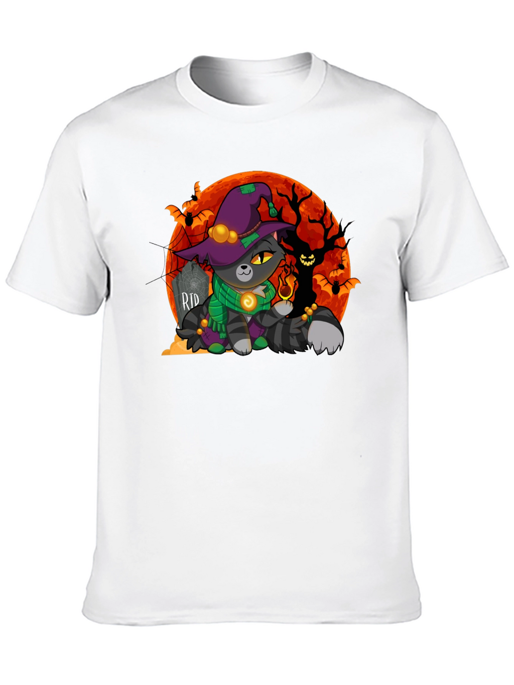 Halloween Cat Wizard Graphic T-Shirt