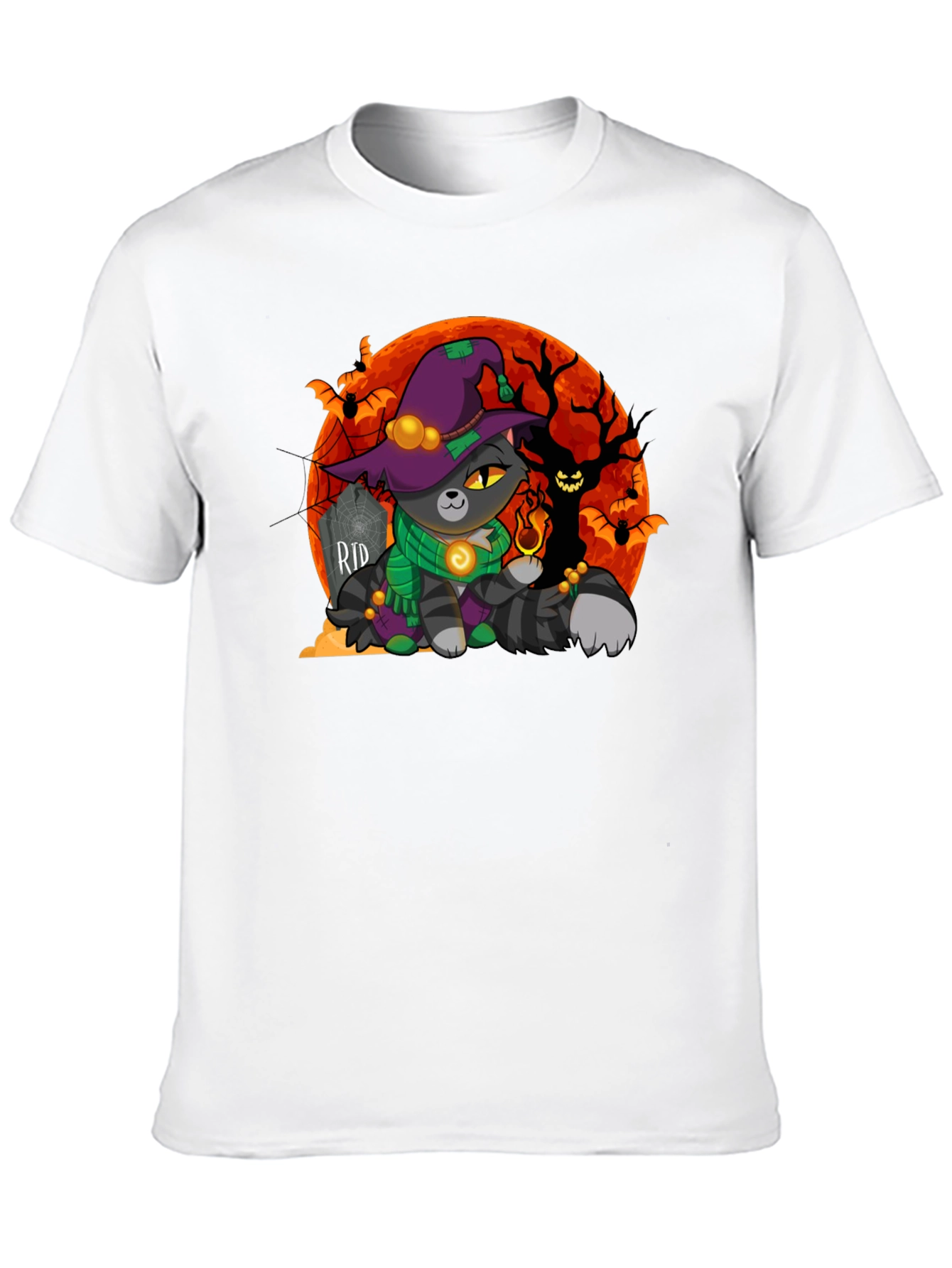 Halloween Cat Wizard Graphic T-Shirt