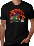 Halloween Cat Wizard Graphic T-Shirt