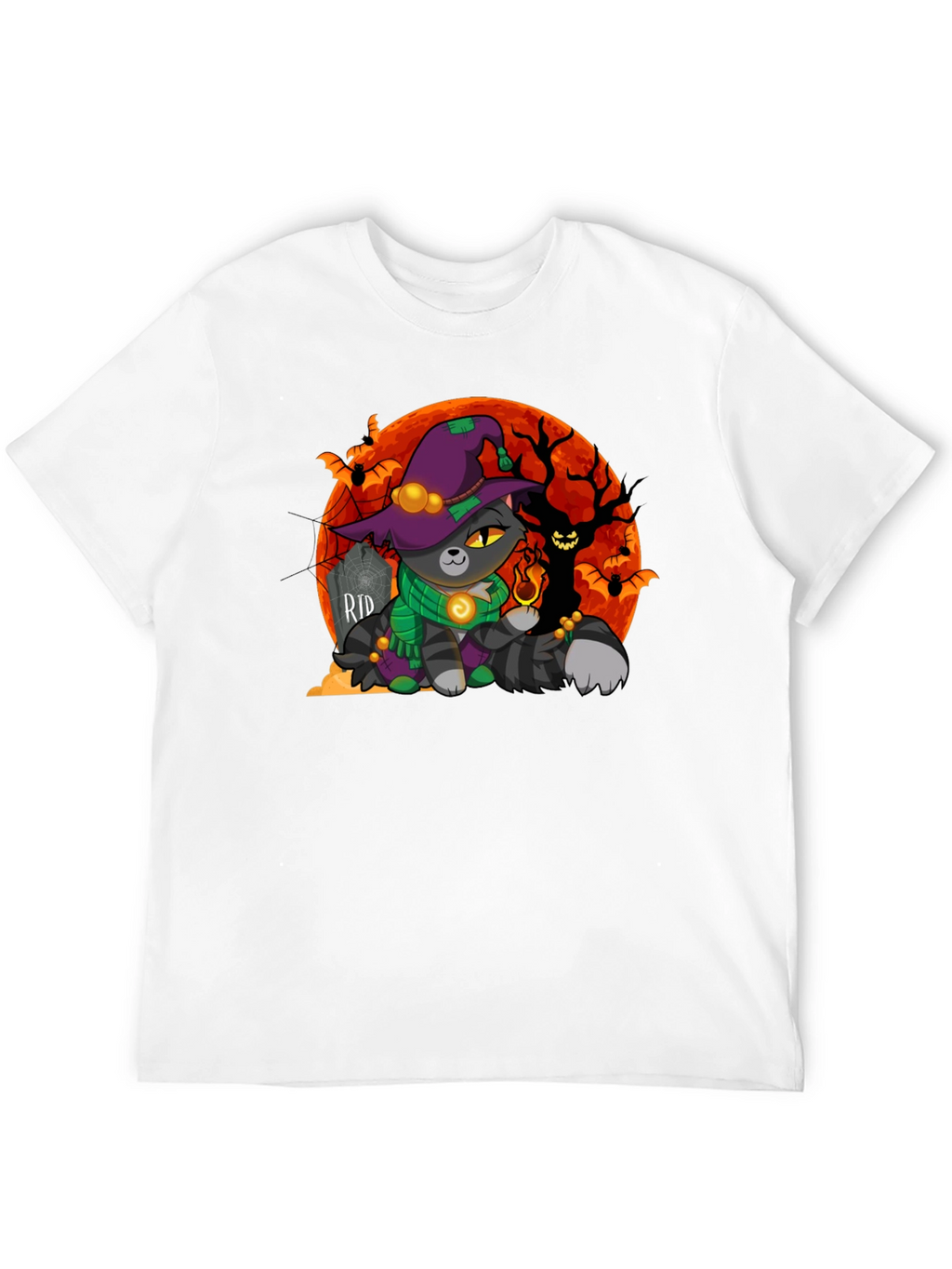 Halloween Cat Wizard Graphic T-Shirt