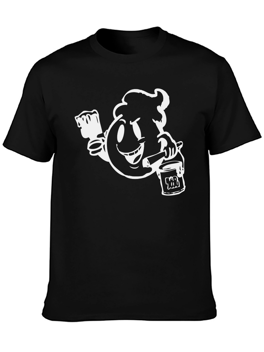 Black T-Shirt with Paint-Themed Graphic