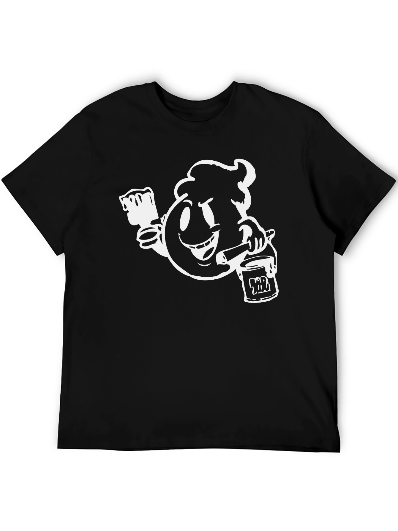 Black T-Shirt with Paint-Themed Graphic