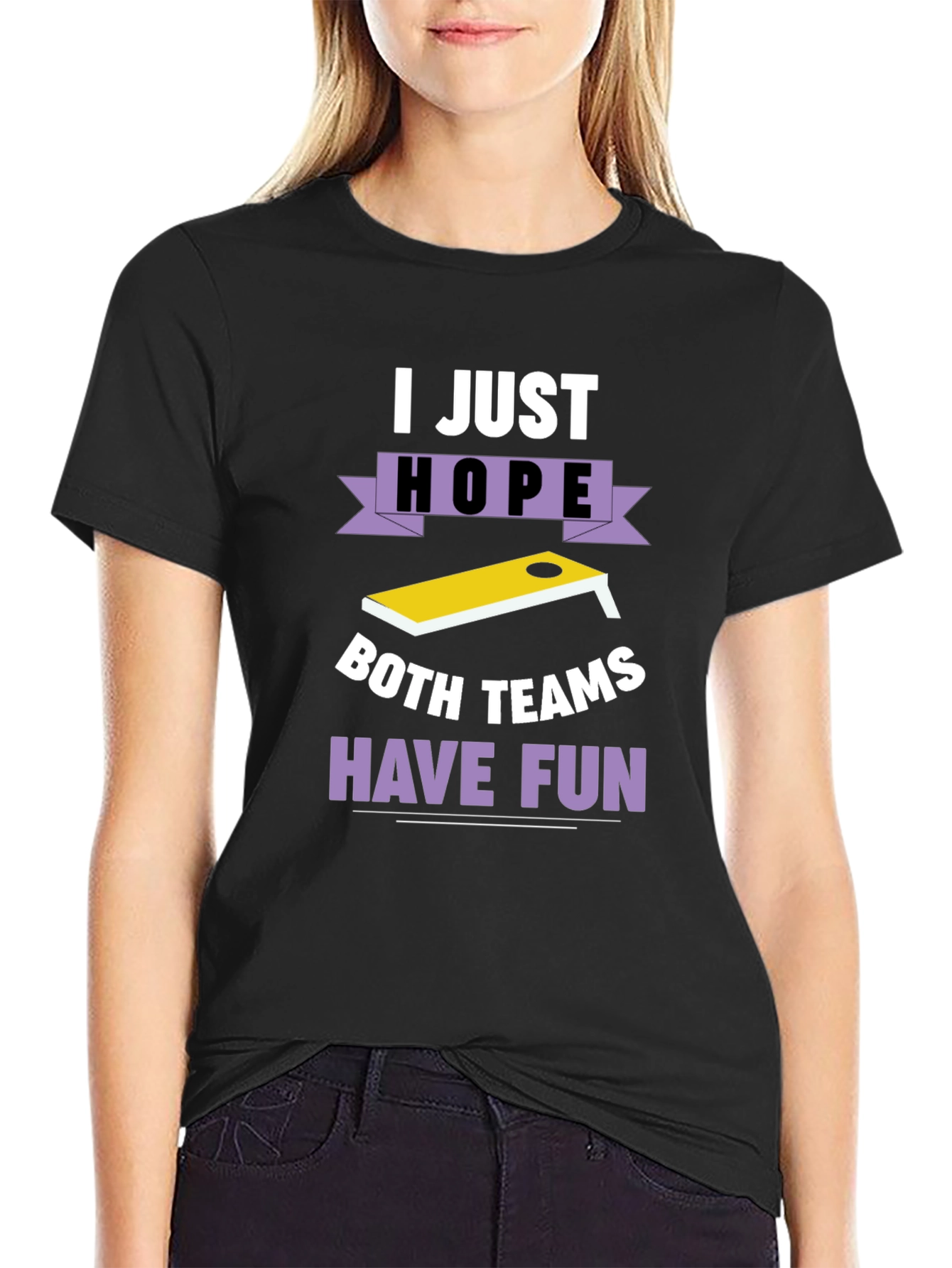 Funny Cornhole T-Shirt: I Just Hope Both Teams Have Fun