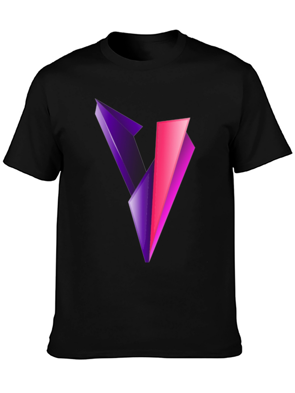 Abstract V Graphic Print Black T-Shirt
