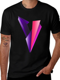 Abstract V Graphic Print Black T-Shirt