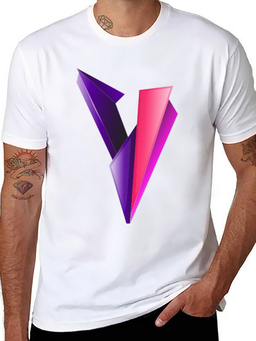 Abstract V Graphic Print Black T-Shirt