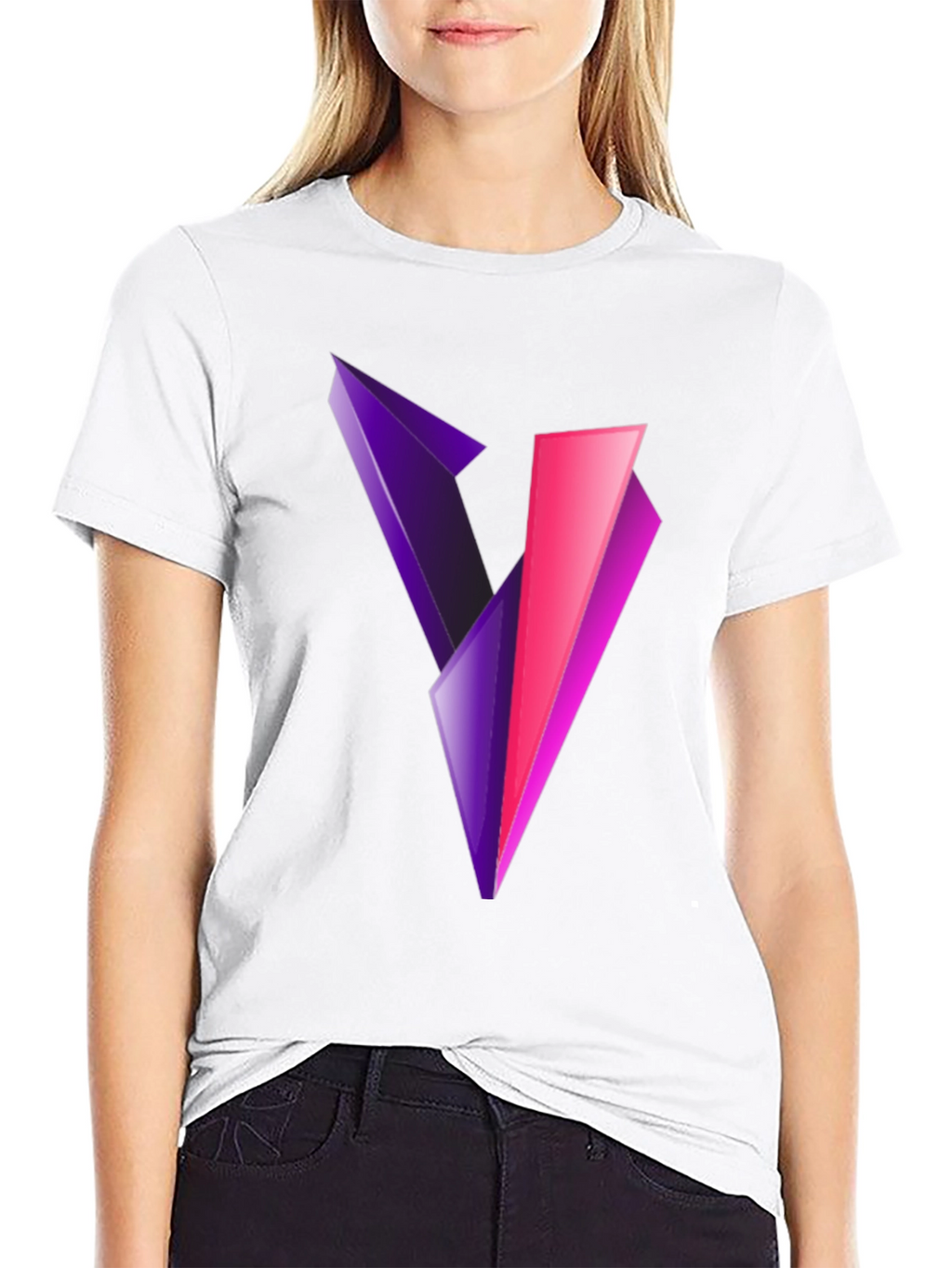 Abstract V Graphic Print Black T-Shirt