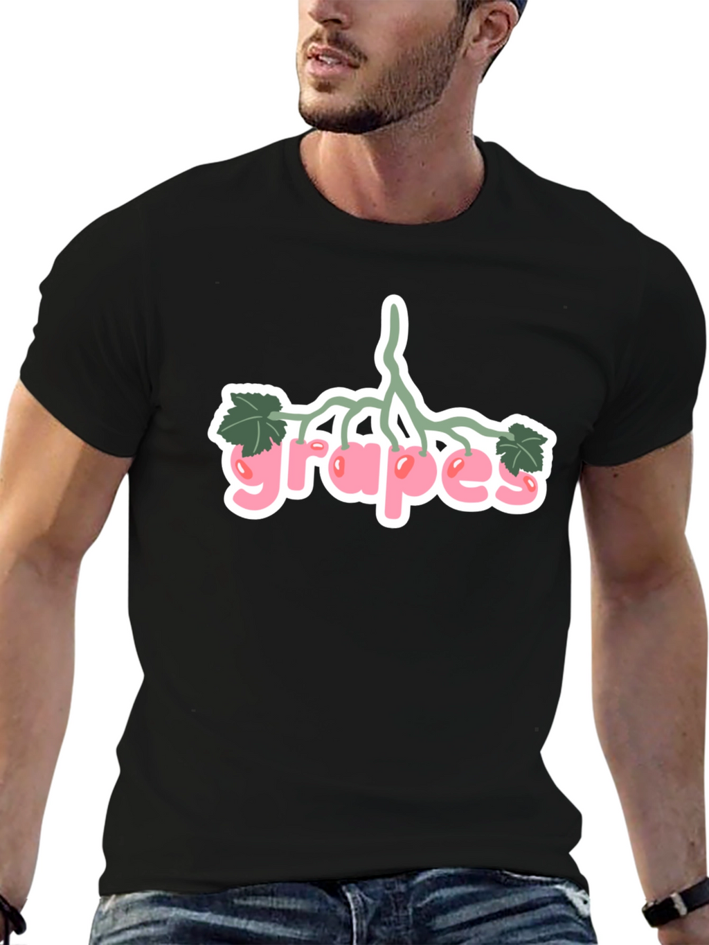 Grapes Graphic Black T-Shirt