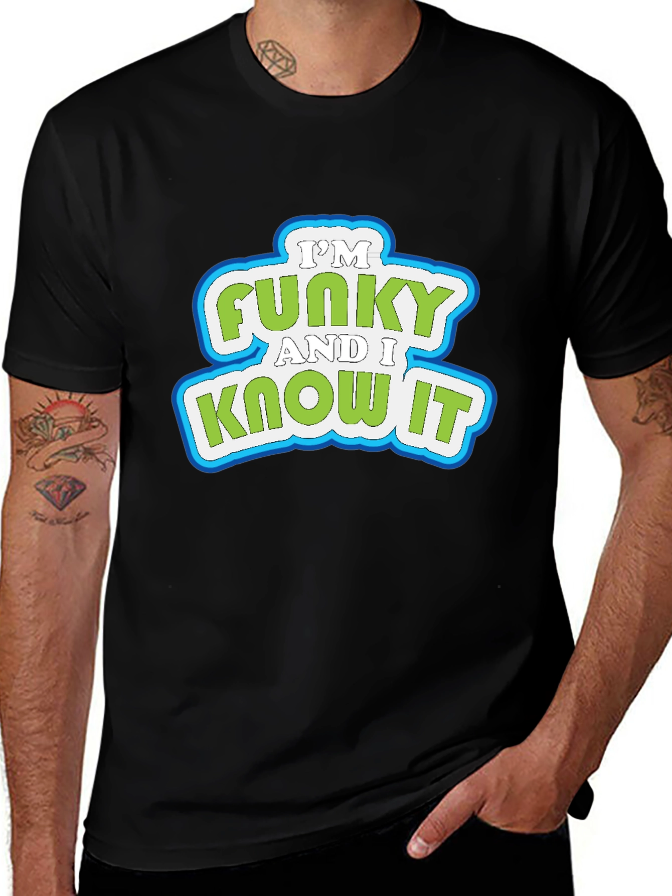 Funky and I Know It Graphic Tee - Trendy Black T-Shirt