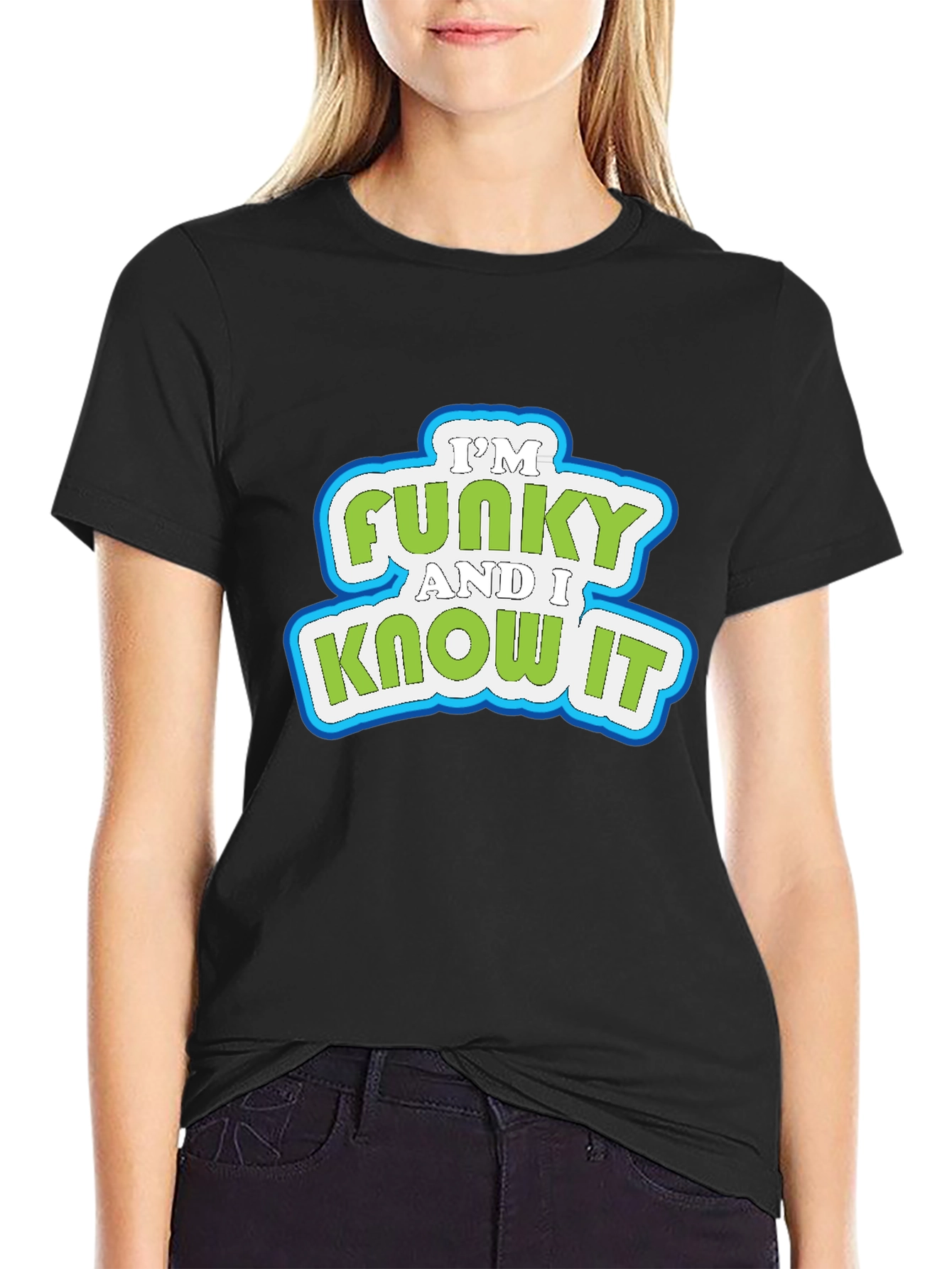 Funky and I Know It Graphic Tee - Trendy Black T-Shirt