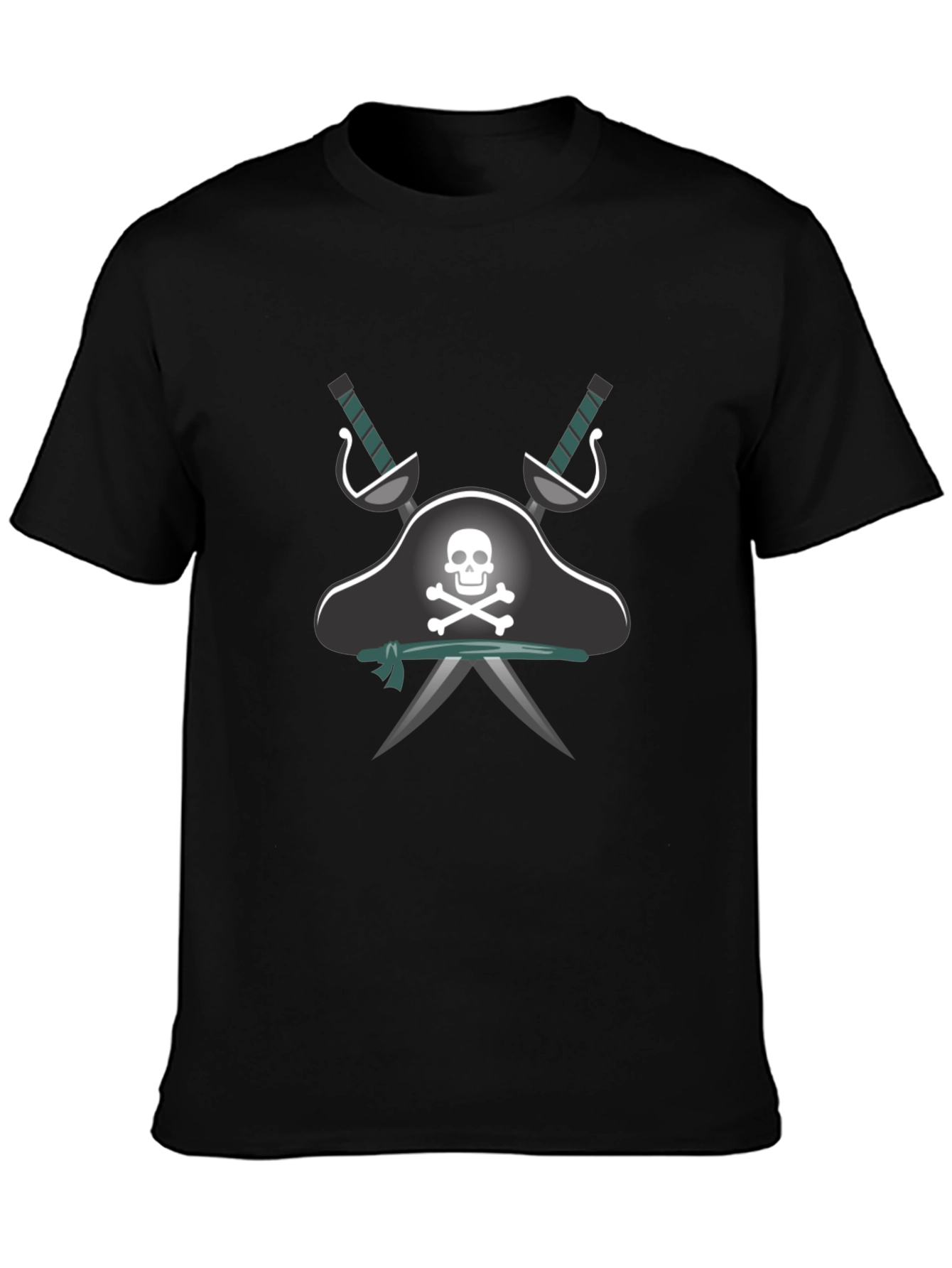 Pirate Skull & Swords Graphic Tee - Black Cotton Shirt