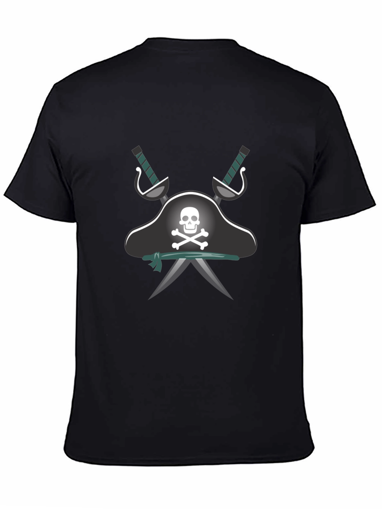 Pirate Skull & Swords Graphic Tee - Black Cotton Shirt