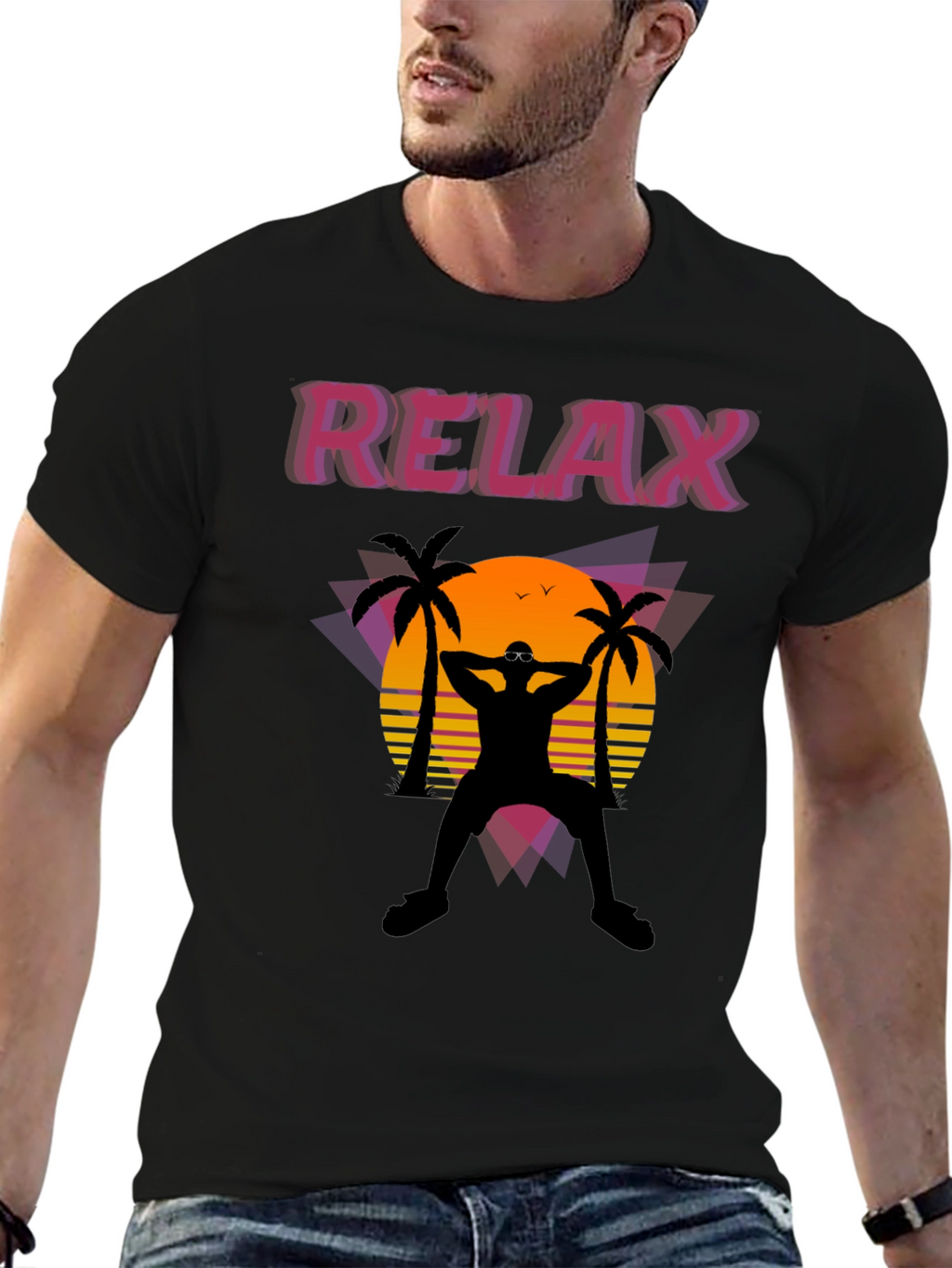 Relax Retro Sunset Graphic T-Shirt