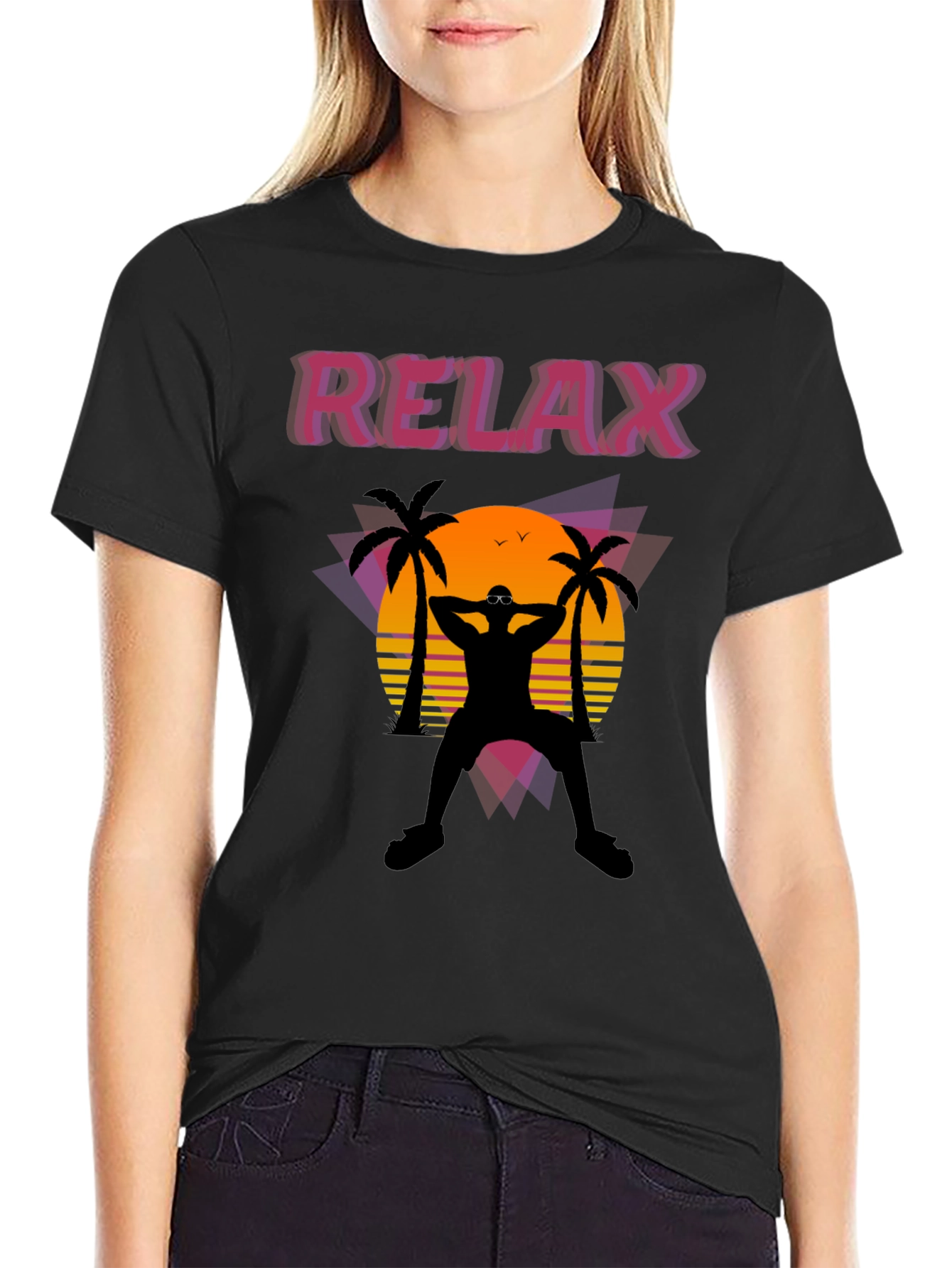 Relax Retro Sunset Graphic T-Shirt