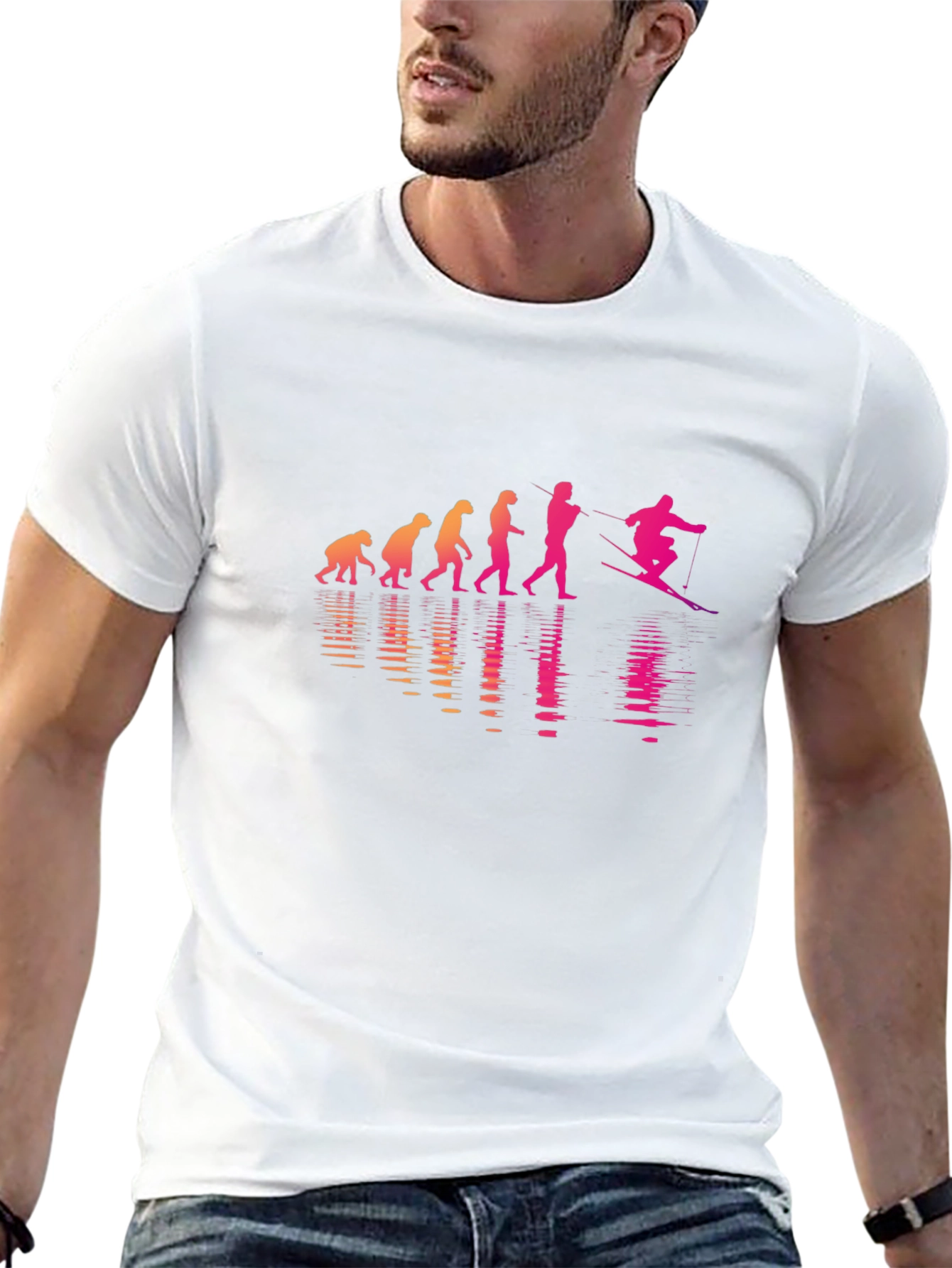 Evolution of Waterskiing Black T-Shirt