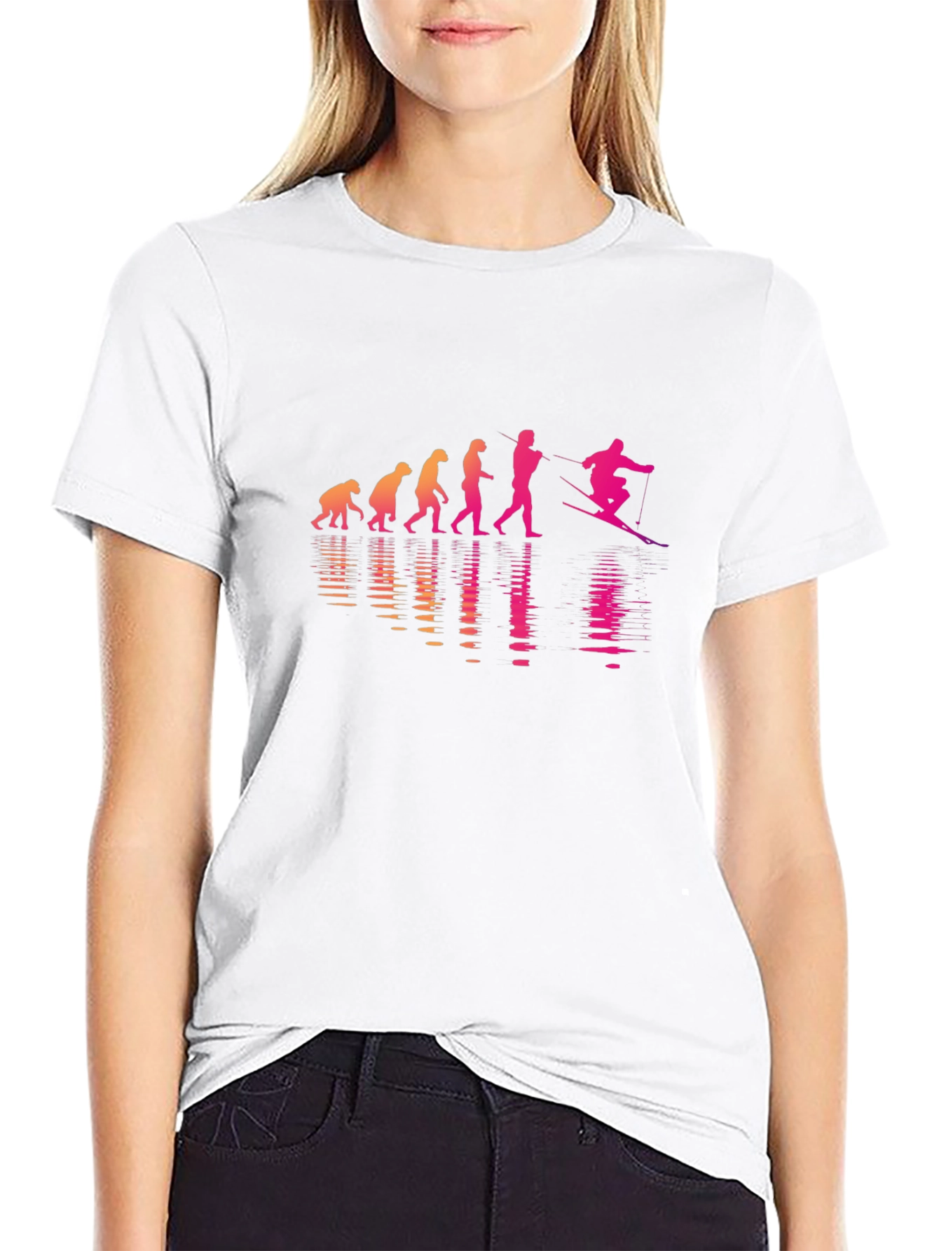 Evolution of Waterskiing Black T-Shirt