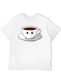 Cute Coffee Cup Graphic Tee - Black T-Shirt