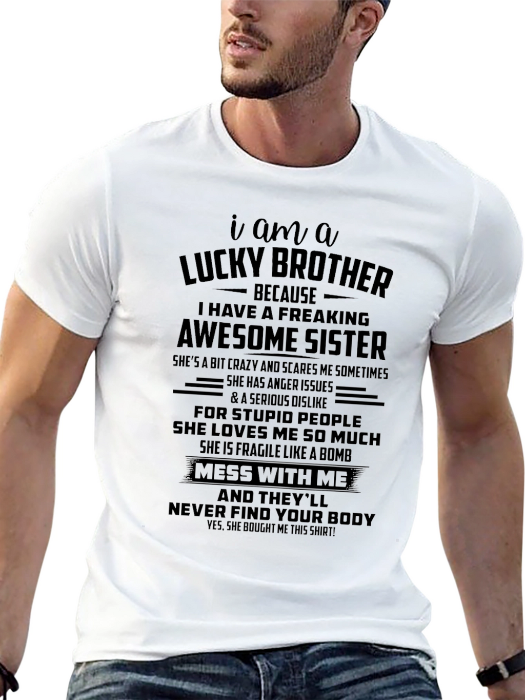 Lucky Brother Awesome Sister Graphic T-Shirt