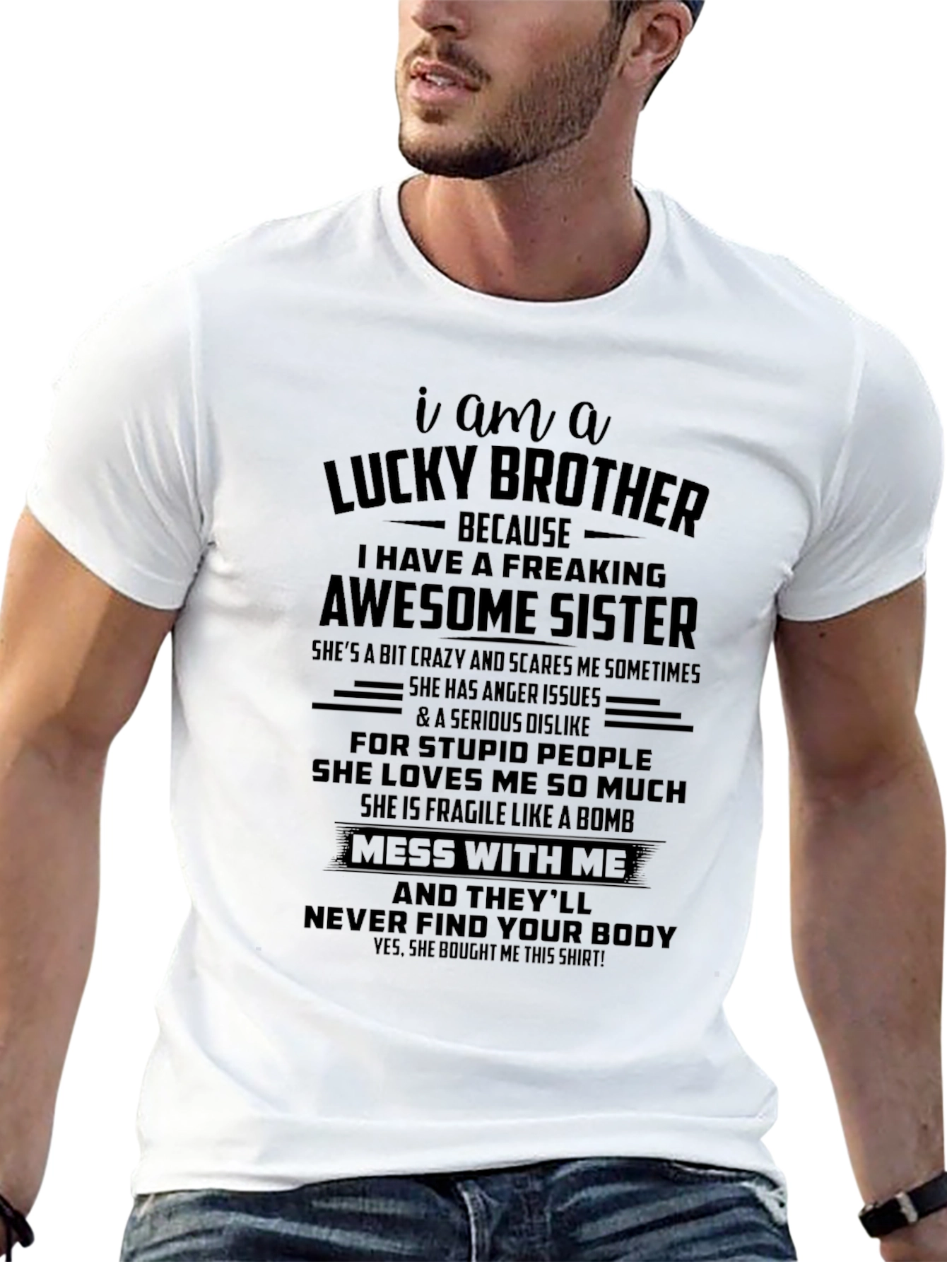 Lucky Brother Awesome Sister Graphic T-Shirt