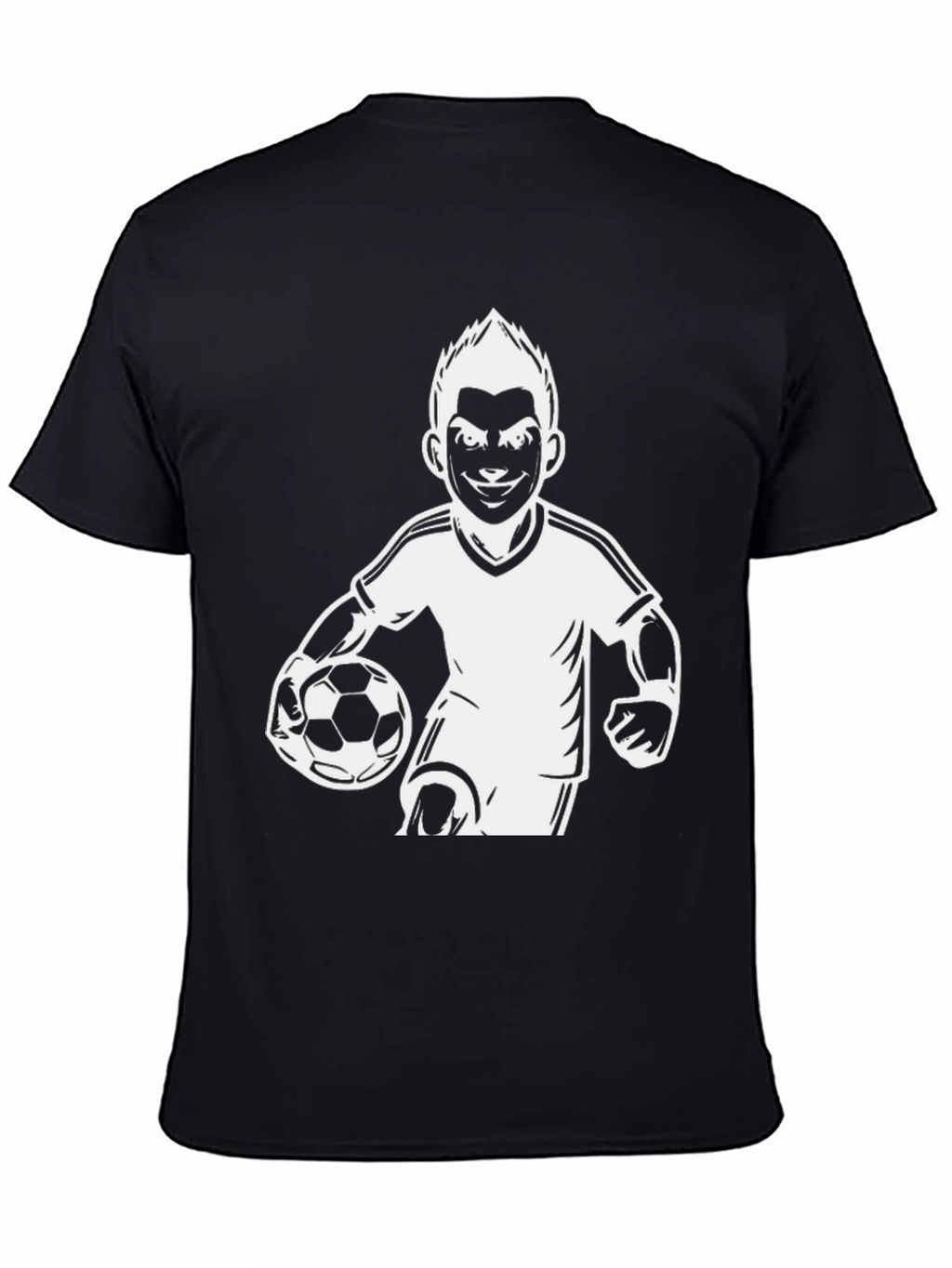 Soccer Player Graphic Tee - Black Cotton Casual