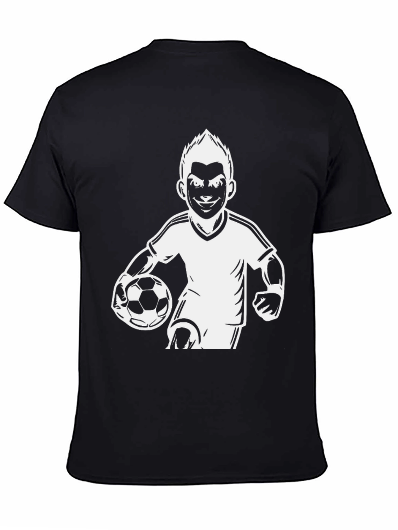 Soccer Player Graphic Tee - Black Cotton Casual