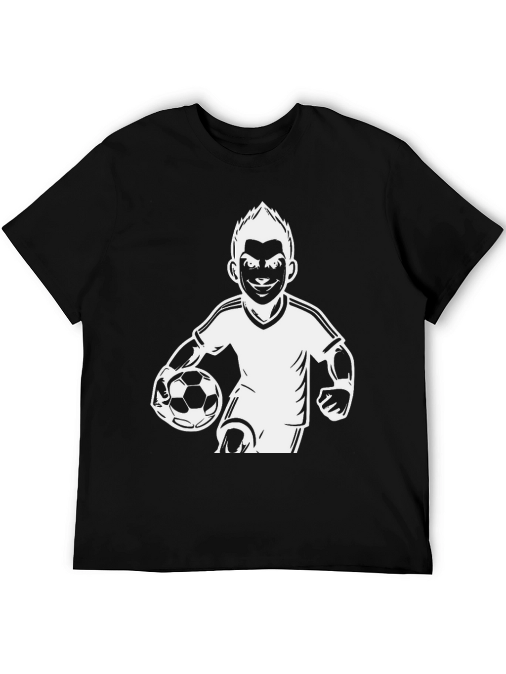Soccer Player Graphic Tee - Black Cotton Casual