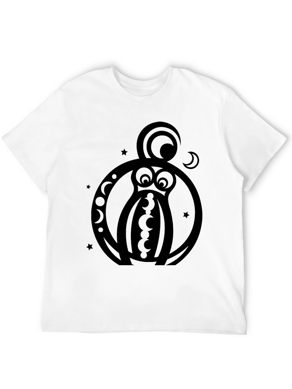 Abstract Owl Graphic Black T-Shirt