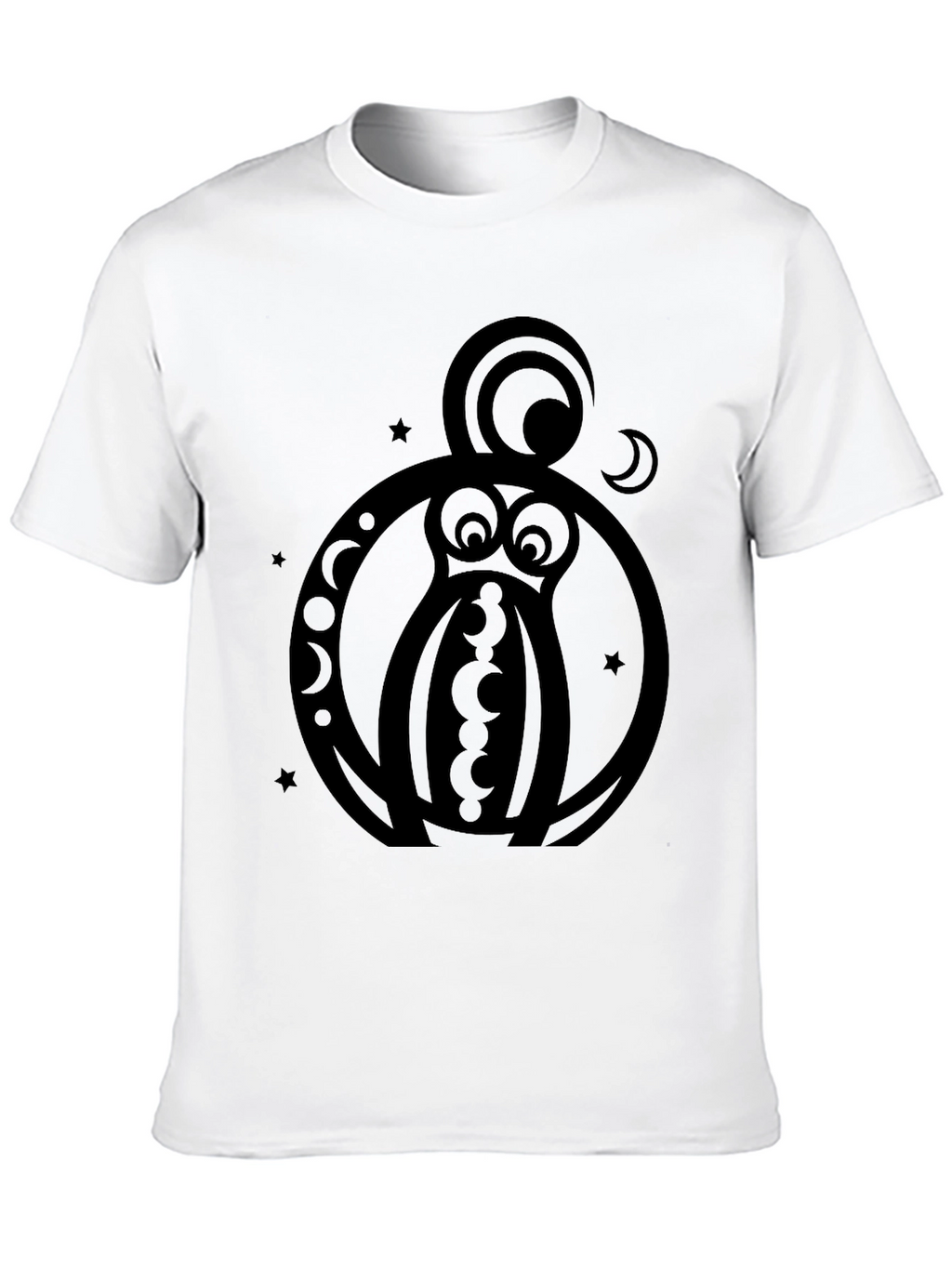 Abstract Owl Graphic Black T-Shirt