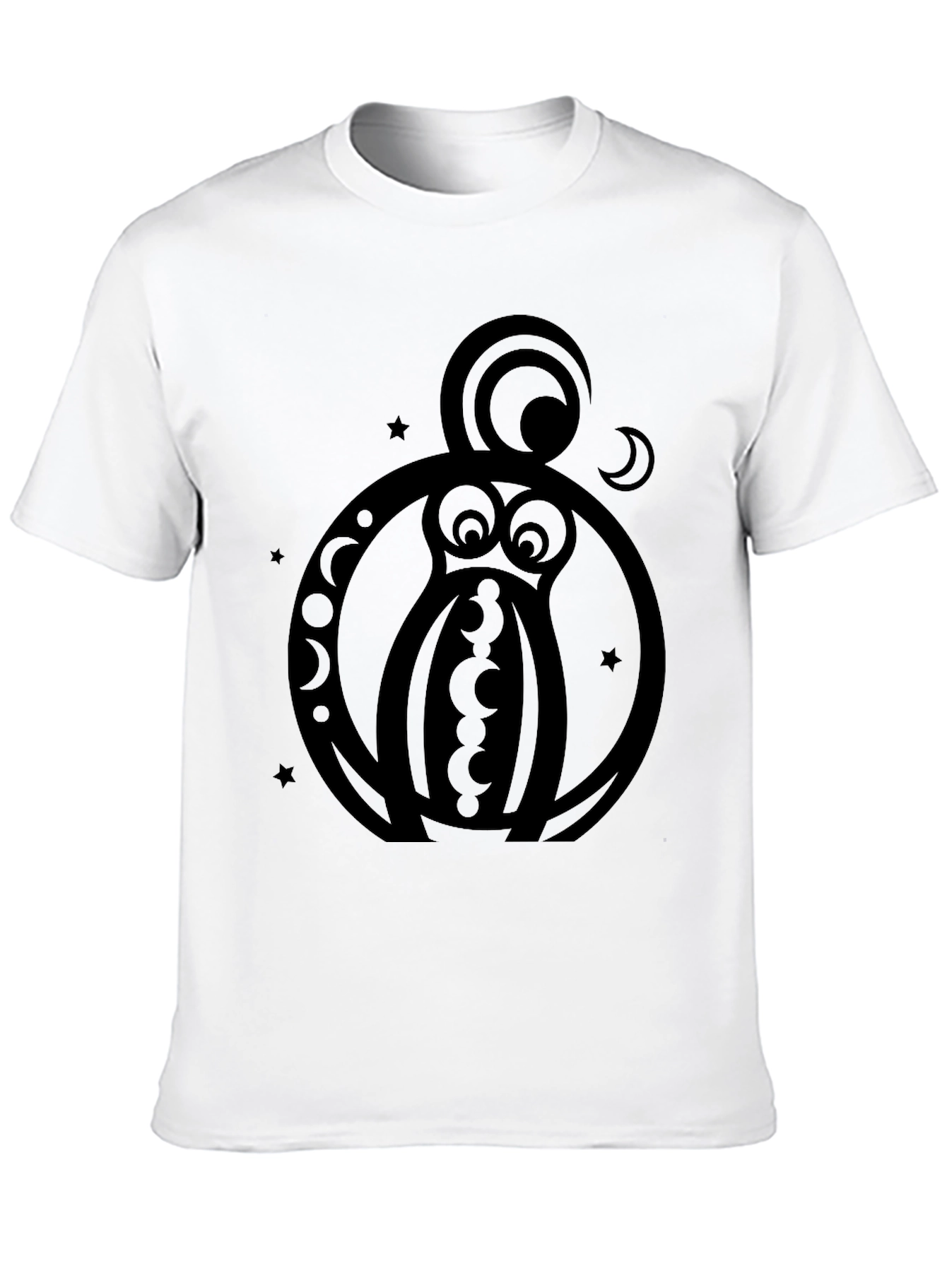Abstract Owl Graphic Black T-Shirt