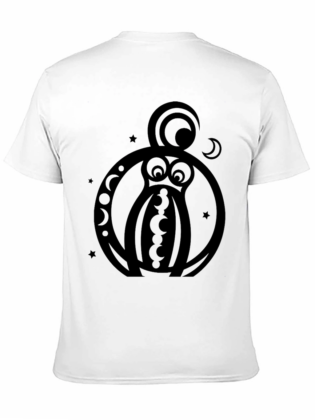 Abstract Owl Graphic Black T-Shirt