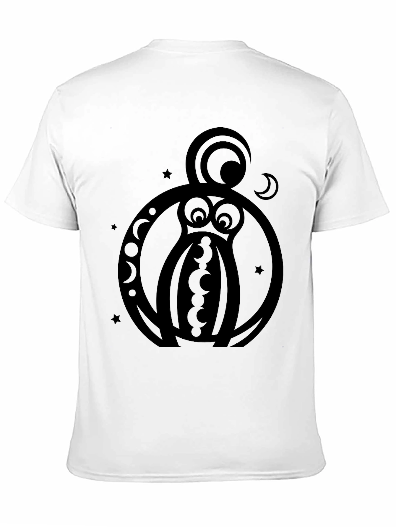 Abstract Owl Graphic Black T-Shirt