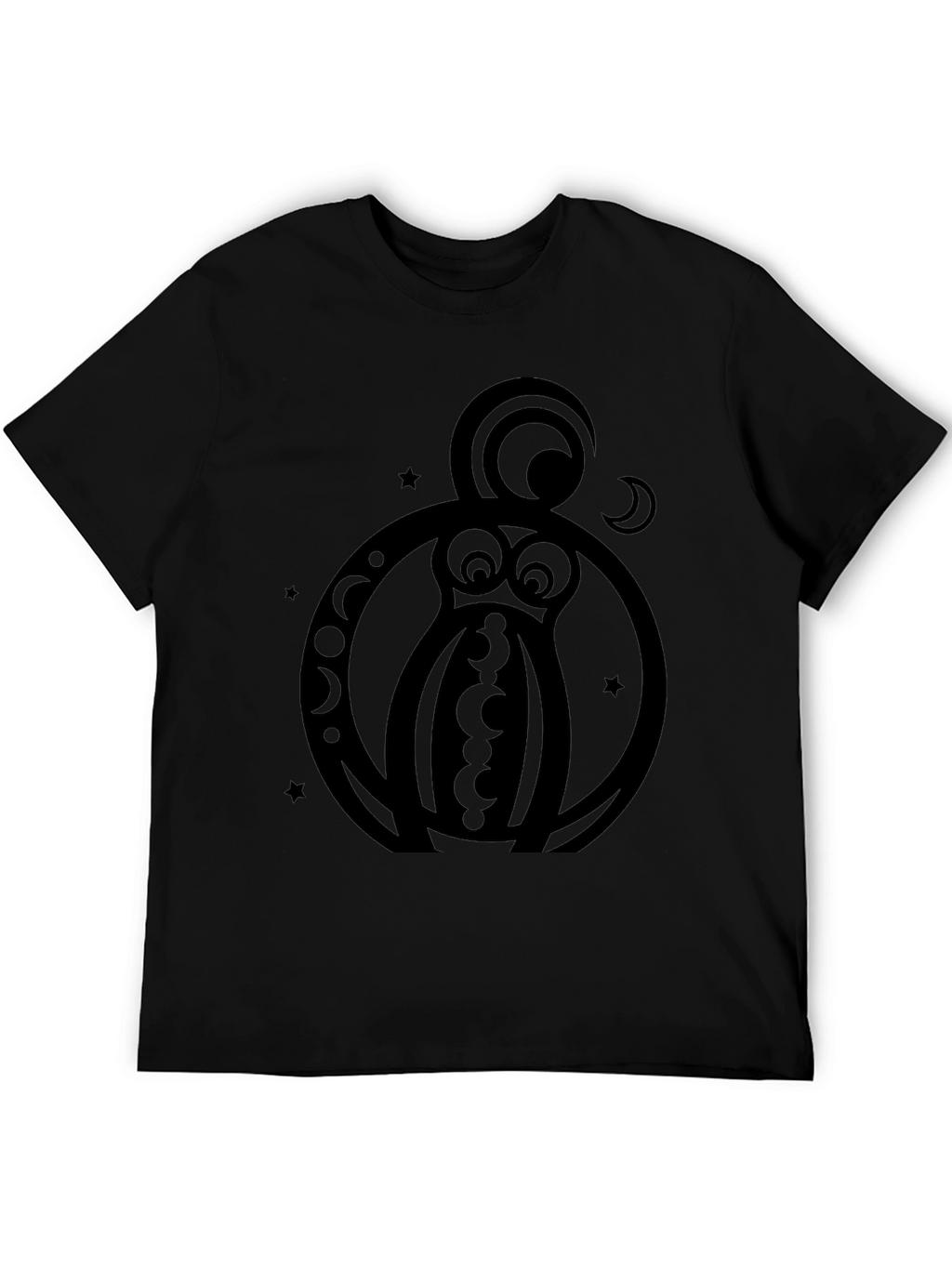 Abstract Owl Graphic Black T-Shirt