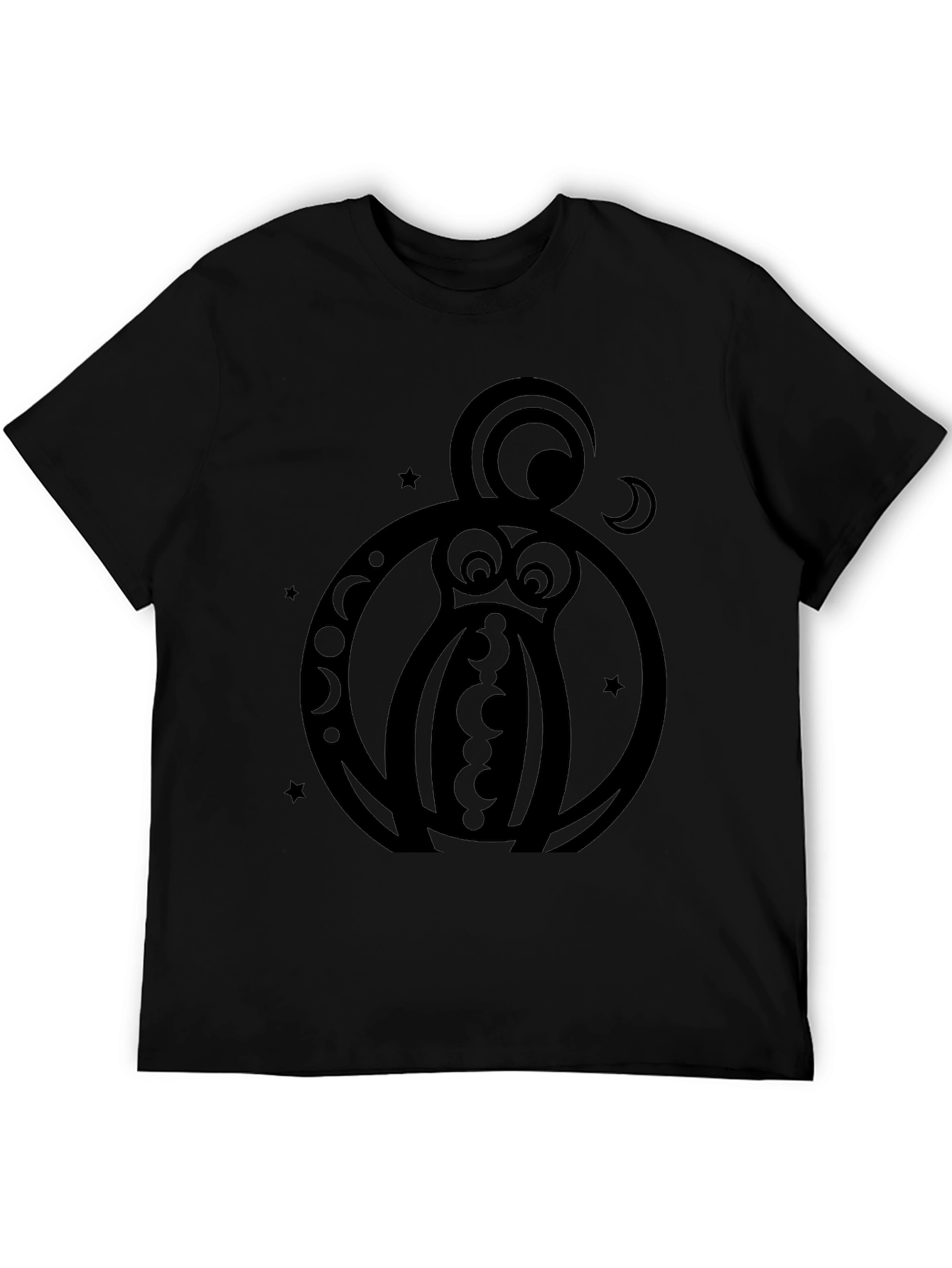 Abstract Owl Graphic Black T-Shirt