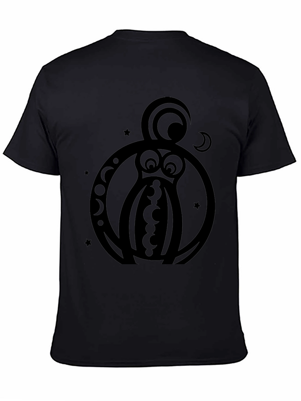 Abstract Owl Graphic Black T-Shirt