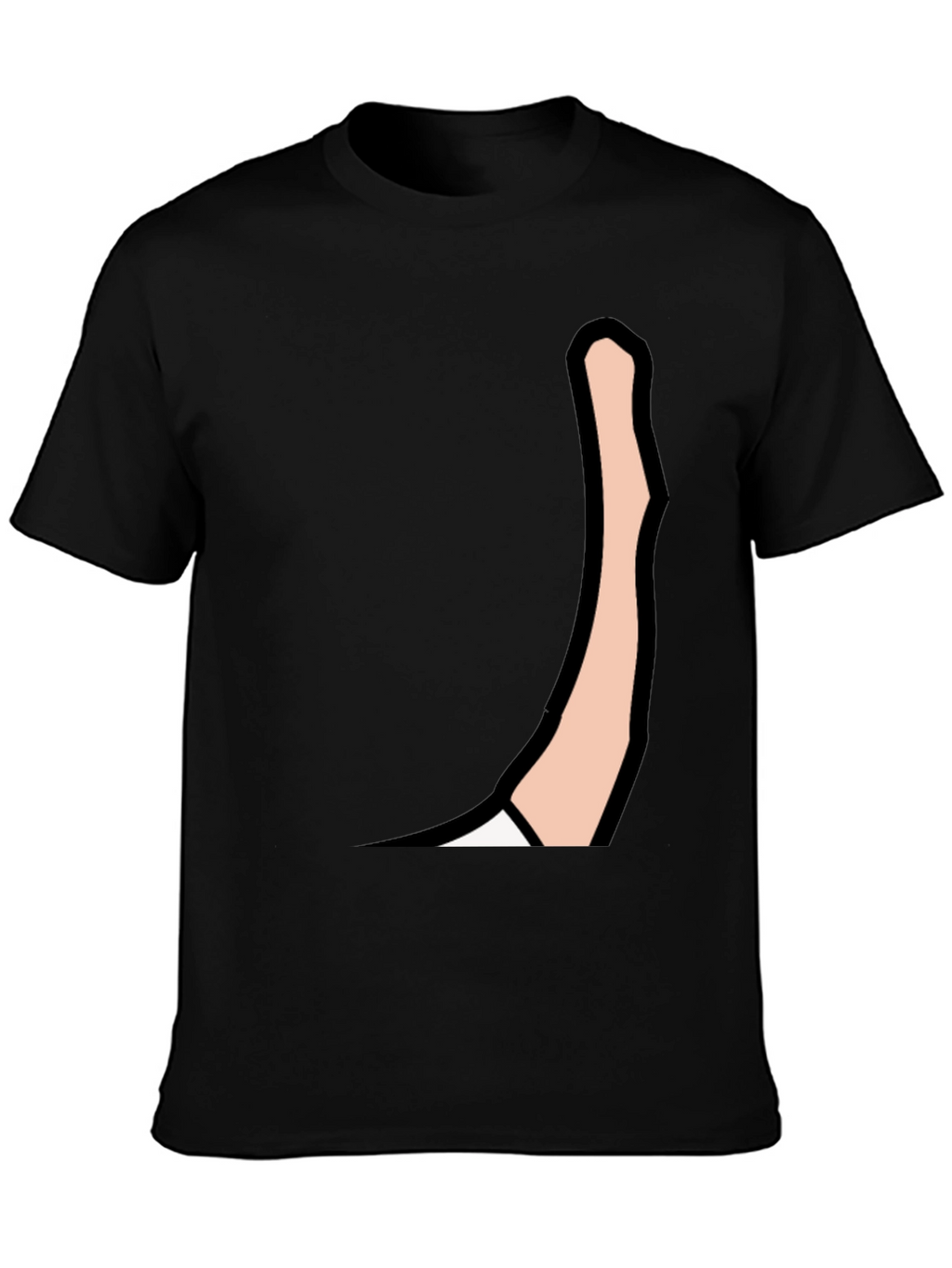 Mens Black Graphic Tee: Cartoon Arm Design